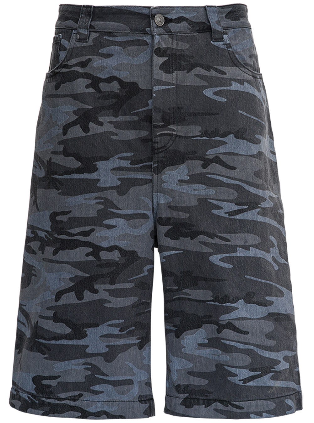 Balenciaga Camouflage Denim Bermuda Shorts