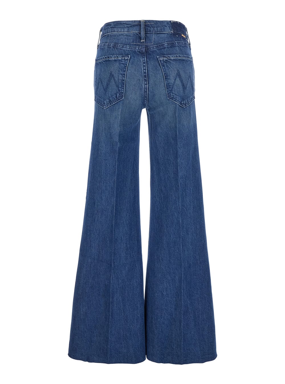 Shop Mother The Twisted Sneak Fray Blue Five-pocket Jeans With Bleached Effect In Cotton Blend Woman