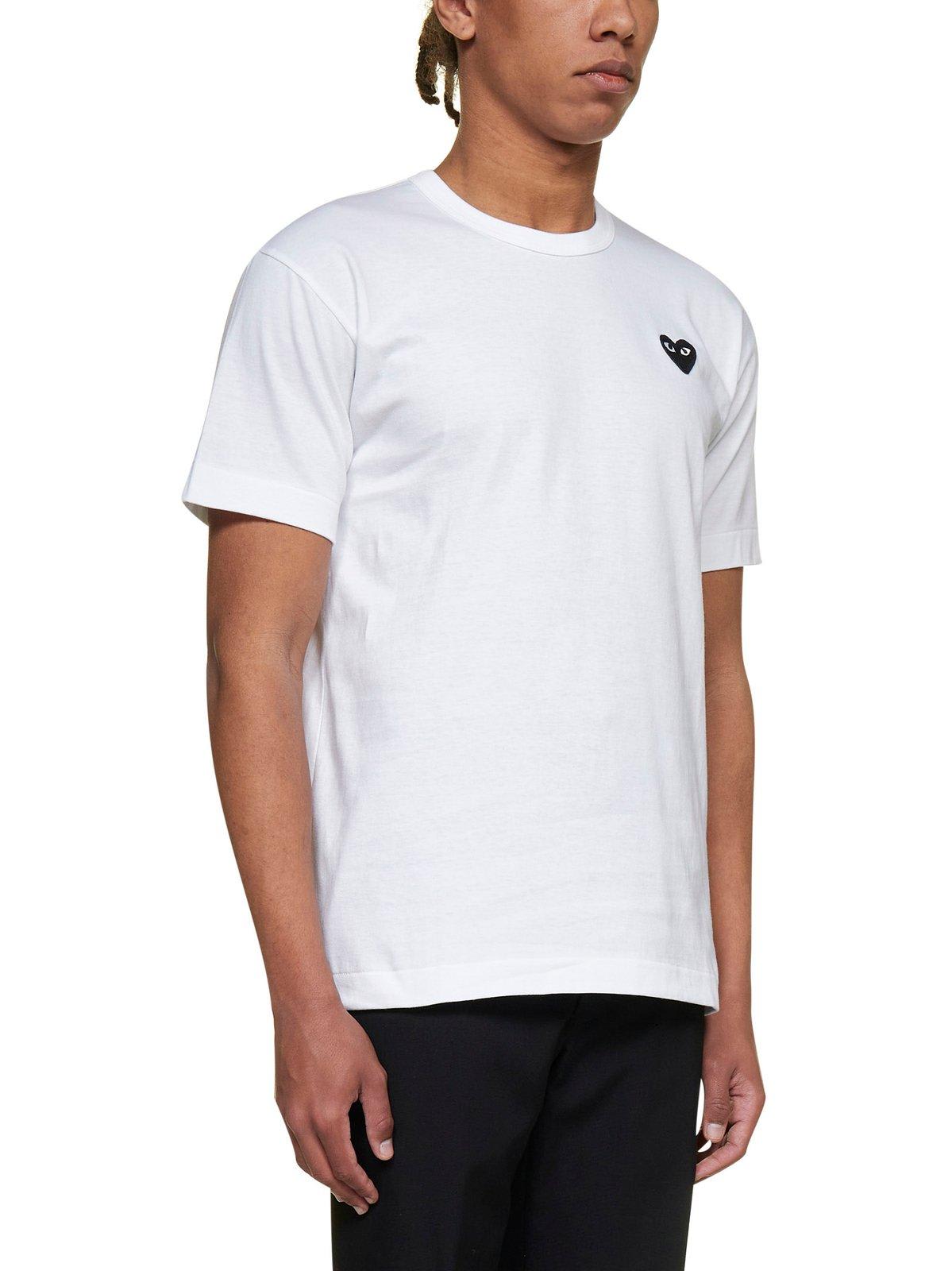 Shop Comme Des Garçons Play Heart Logo Embroidered T-shirt In White