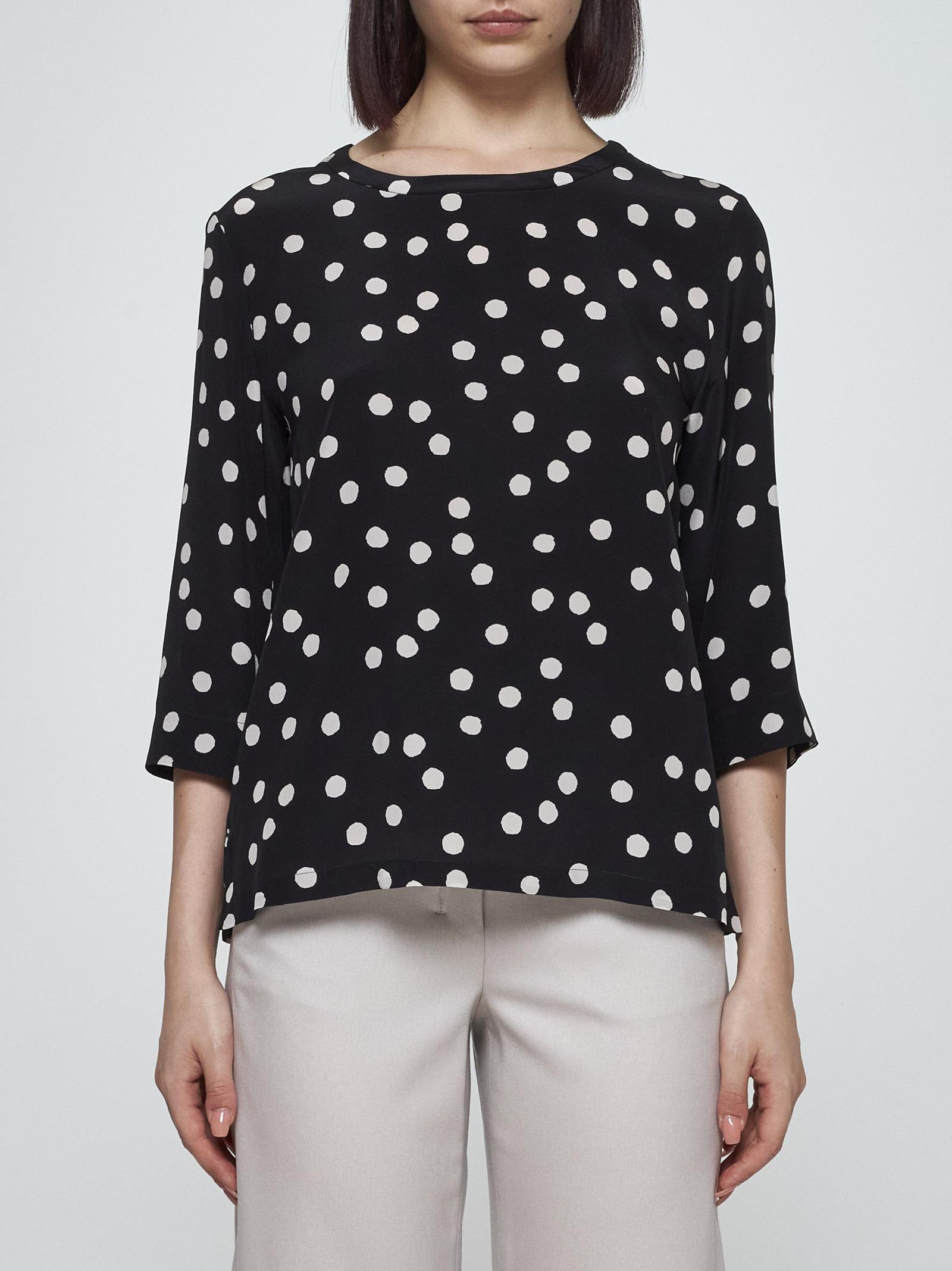 Shop 's Max Mara Arturo Polka-dot Silk Blouse In Black