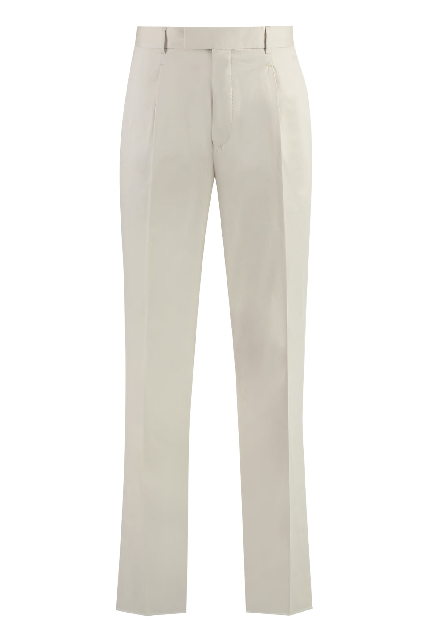 Shop Zegna Stretch Cotton Chino Trousers In Ivory