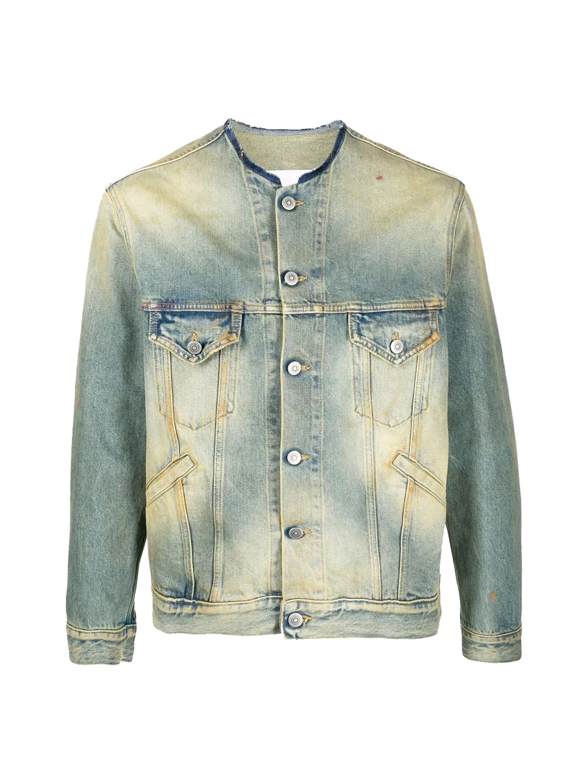 collarless denim jacket men