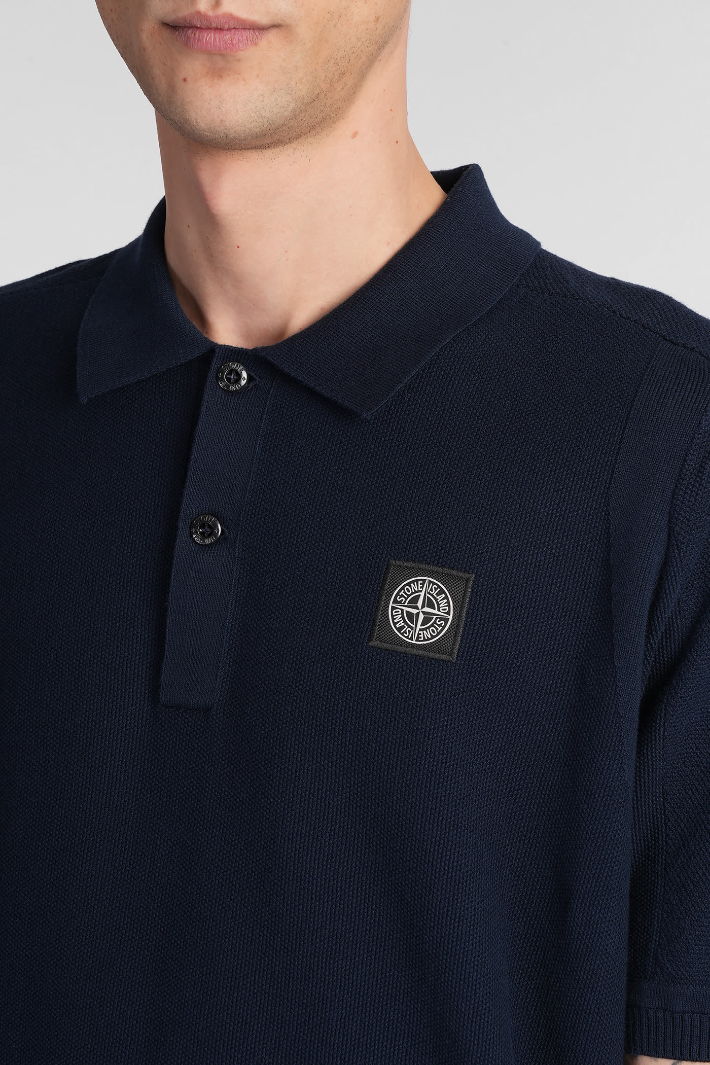 Stone Island Logo Polo Shirt In Blue