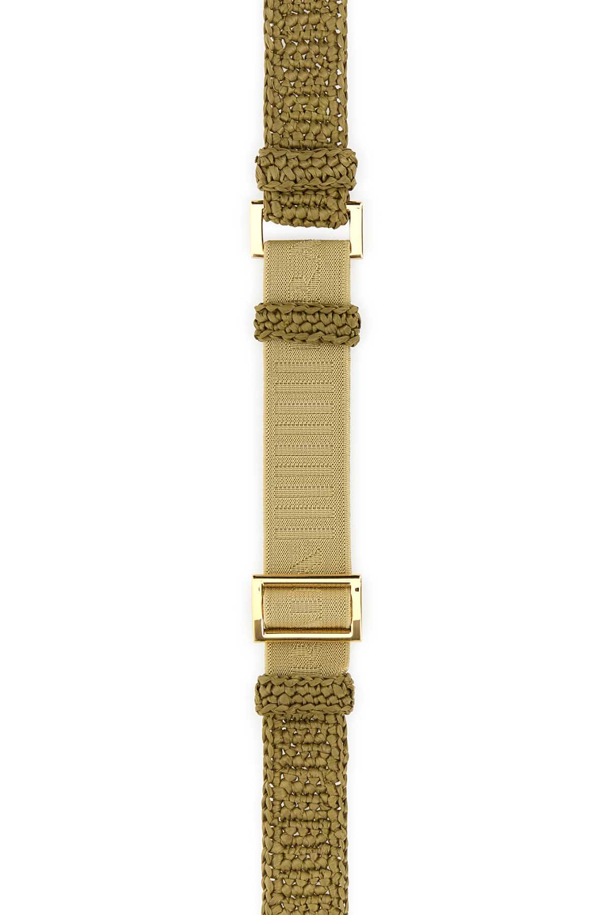 Shop Prada Khaki Raffia Belt In Oliva