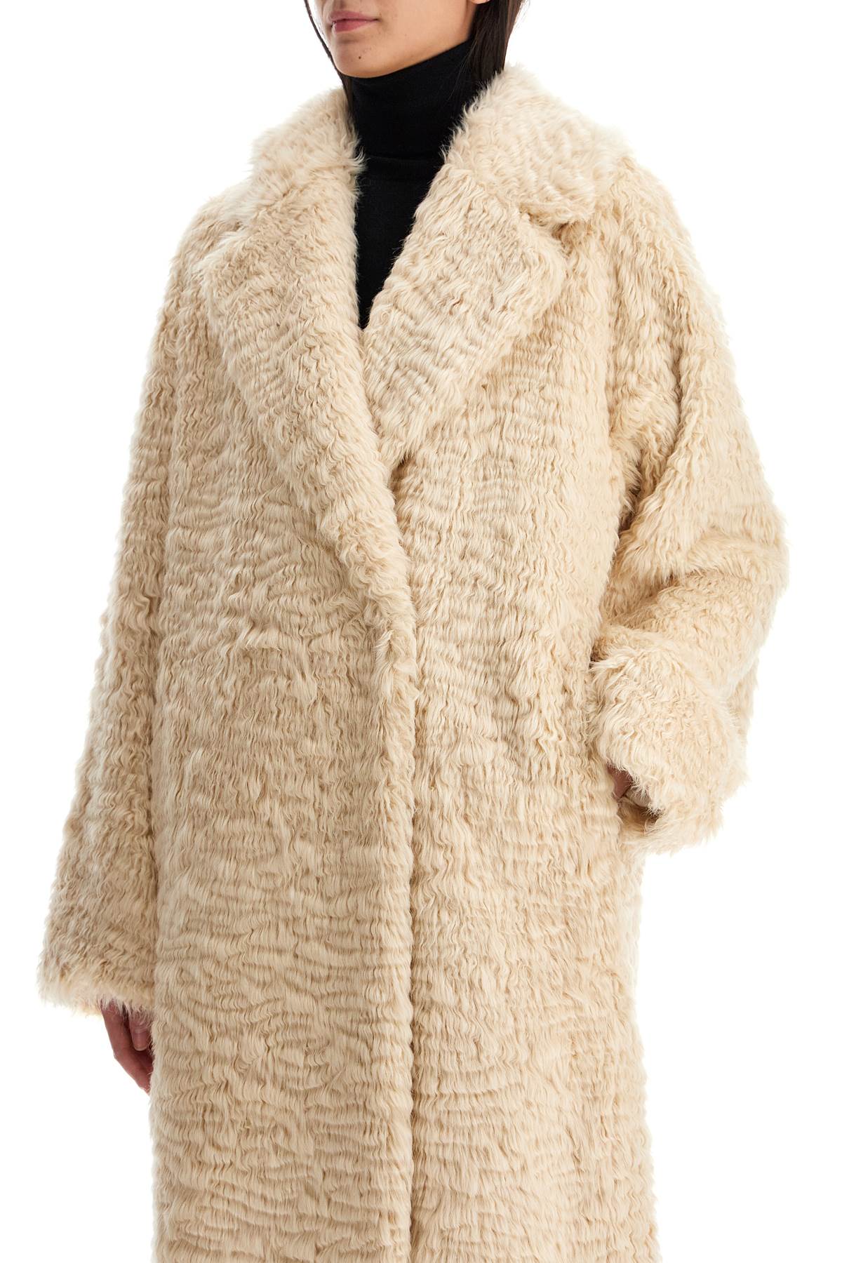 Shop Stand Studio Nicole Faux Fur Coat In Cream (beige)