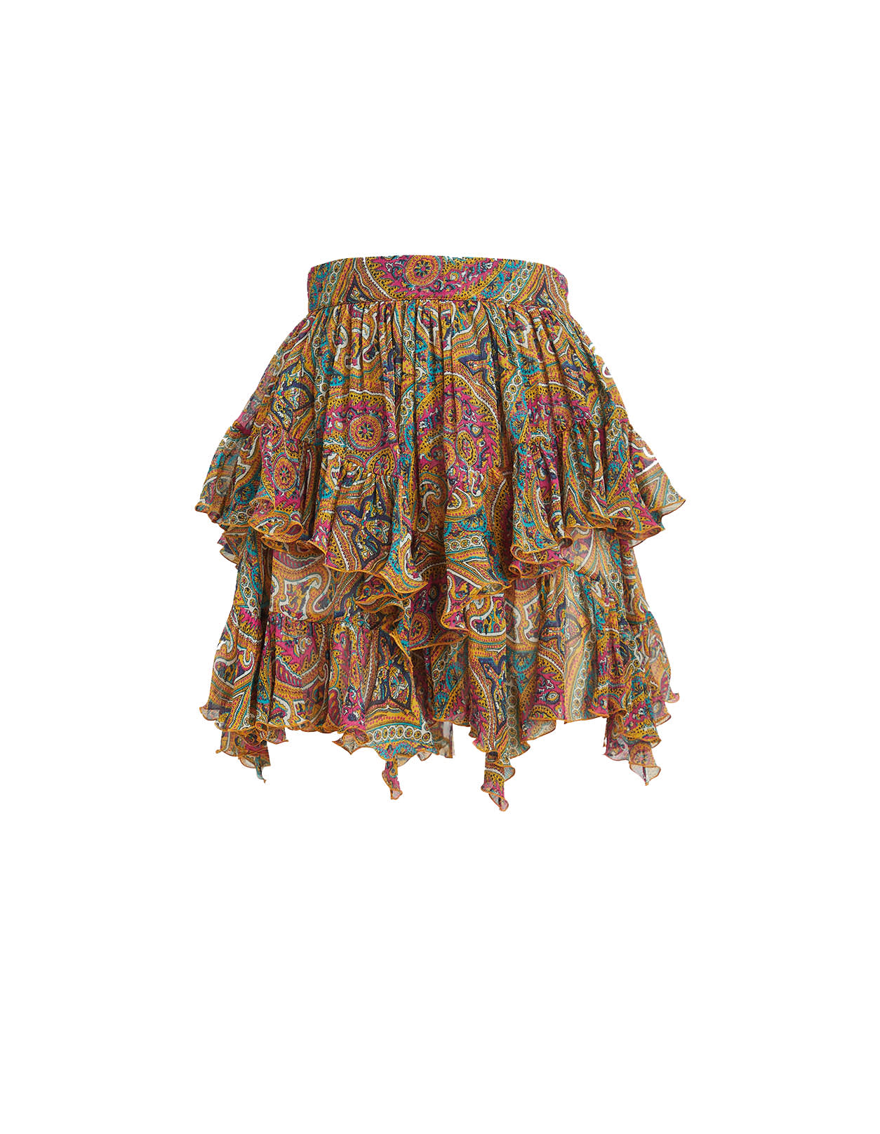 Etro Short Paisley Skirt With Rouches