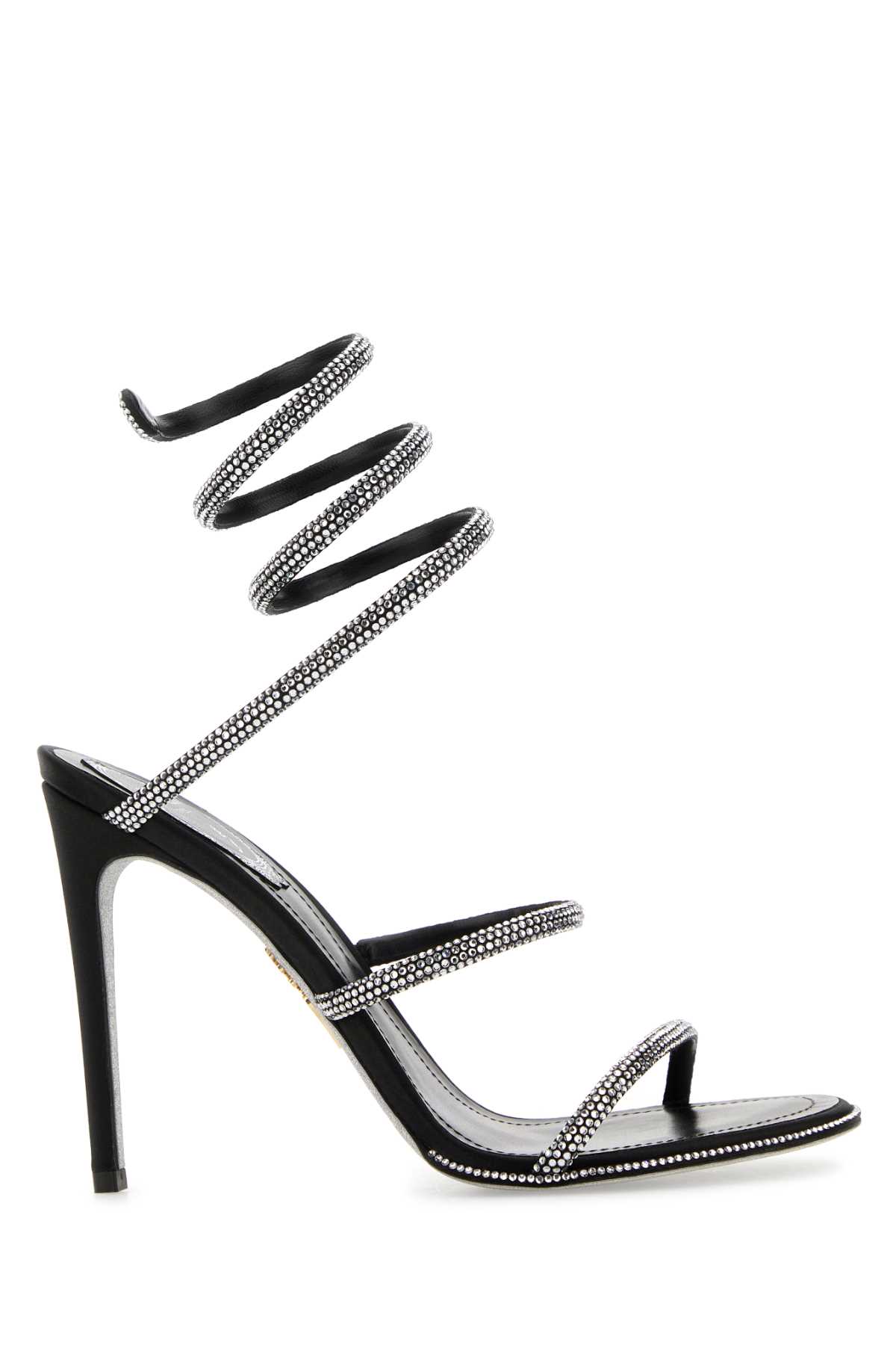 René Caovilla Cleo Anthracite Crystal Sandals 105 In Black