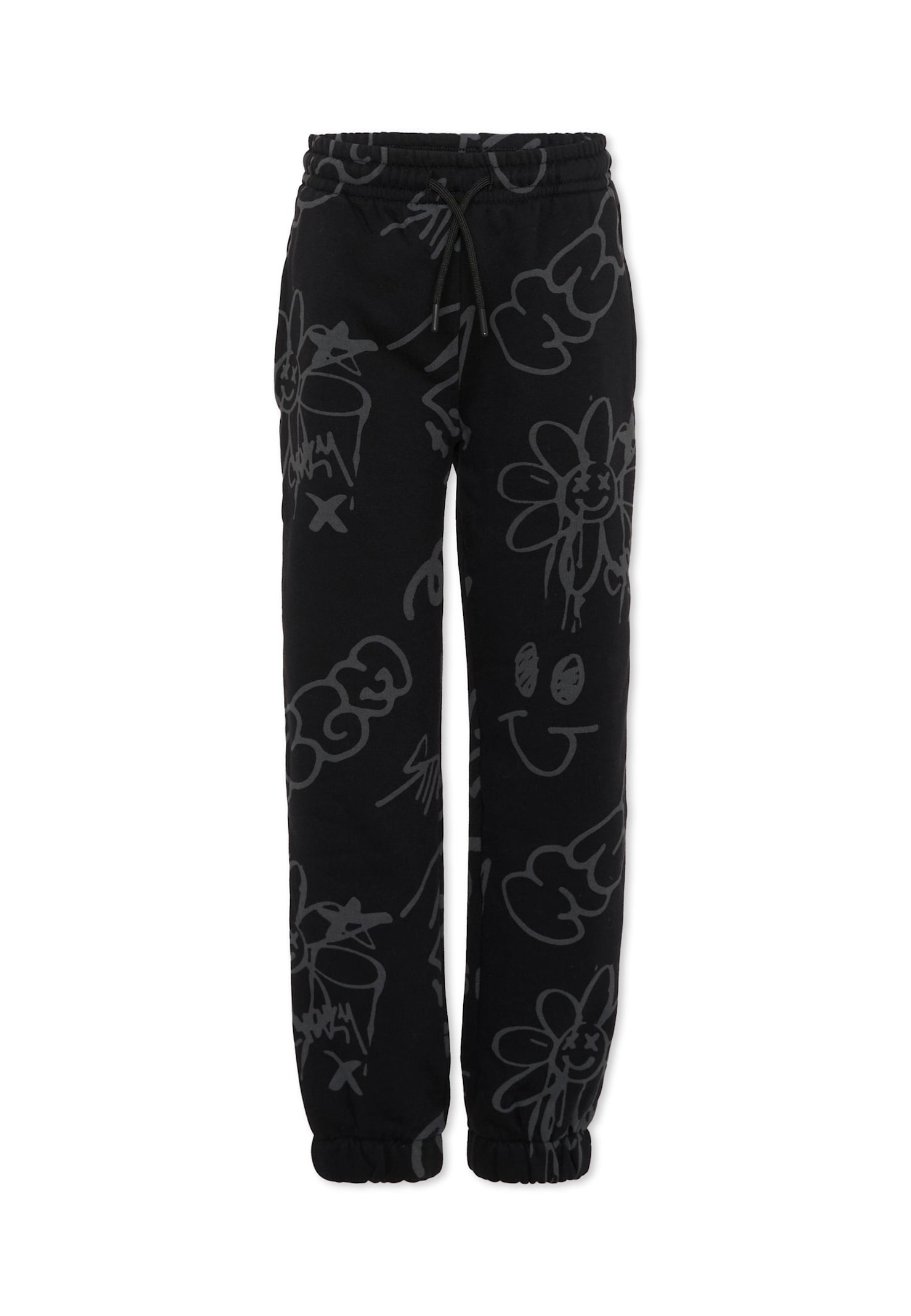 Msgm Graffiti-print Track Pants In Black