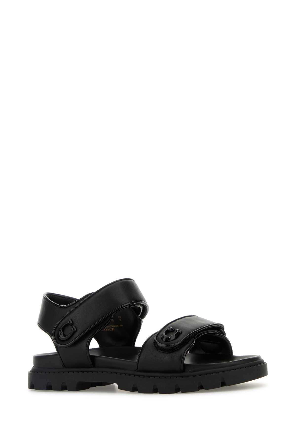 COACH BLACK LEATHER BRYNN SANDALS