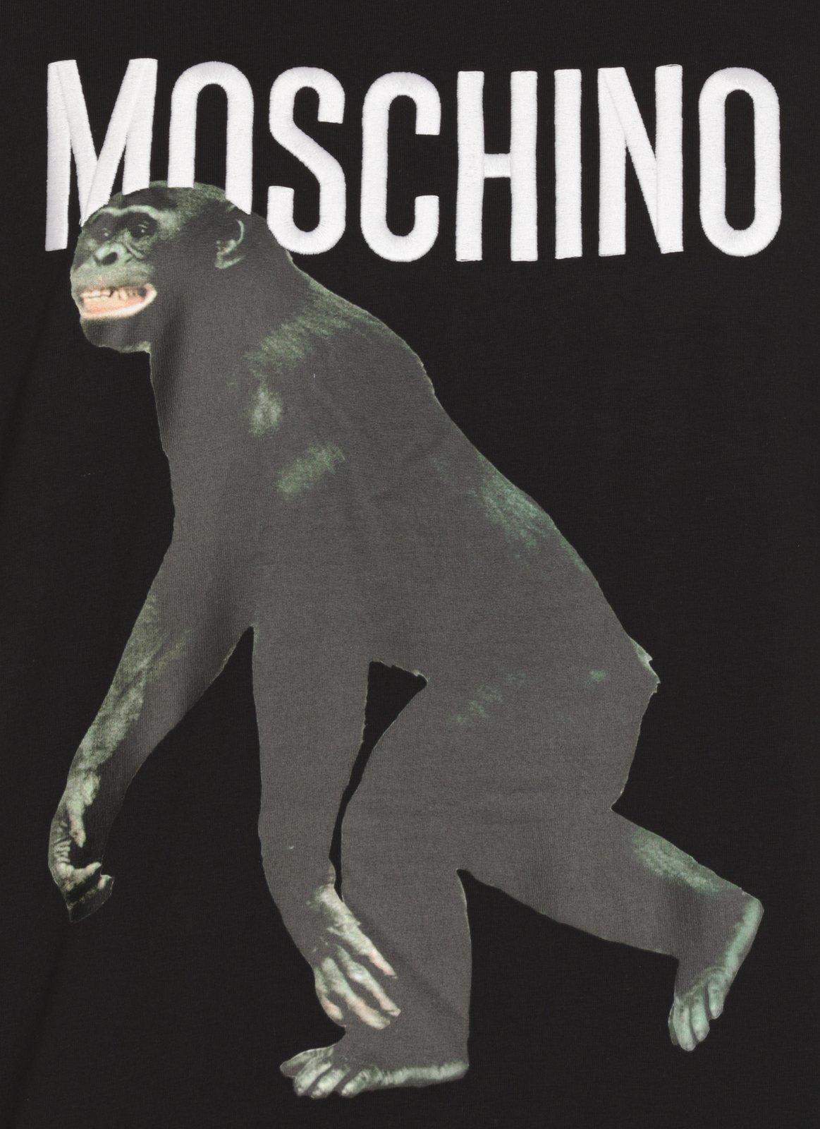 Moschino Logo Printed Crewneck T-shirt In Black