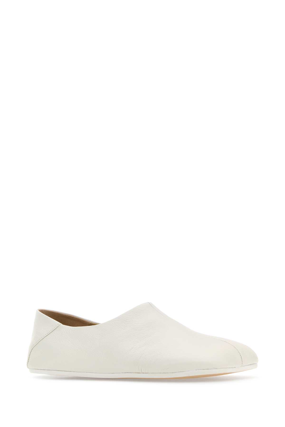 Shop Mm6 Maison Margiela White Leather Loafers In Whisperwhite