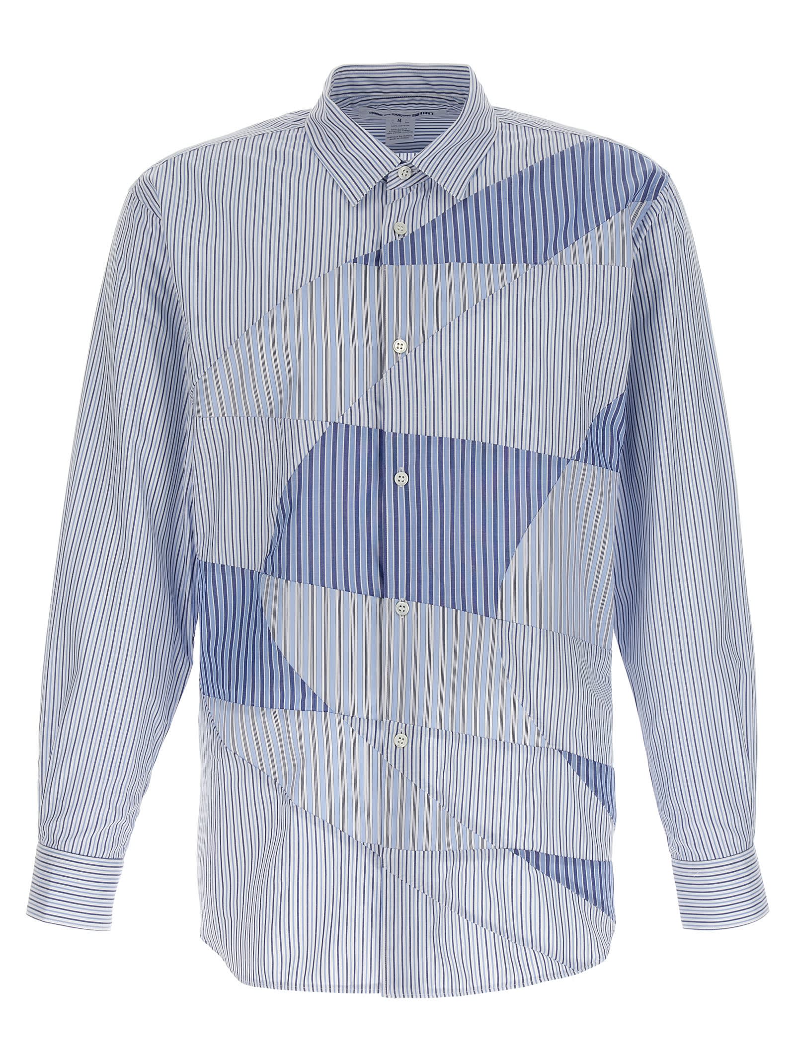 Shop Comme Des Garçons Shirt Striped Shirt In Light Blue