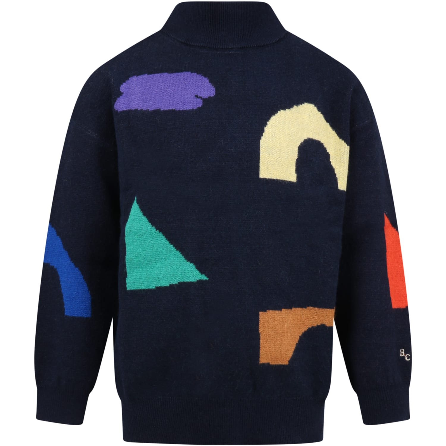 Bobo Choses Blue Turtleneck For Boy With Colorful Designs