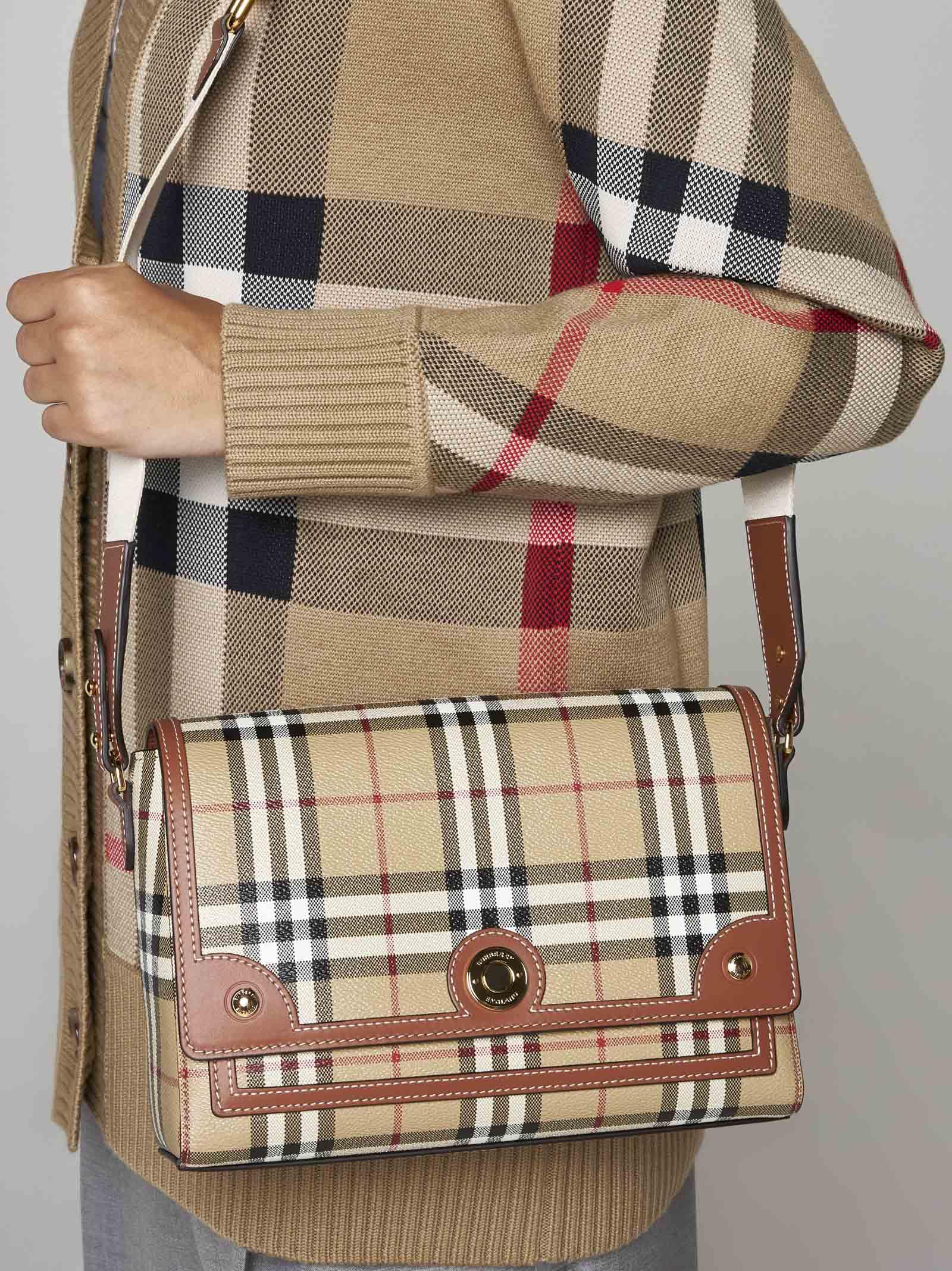 Shop Burberry Note Check Canvas Medium Bag