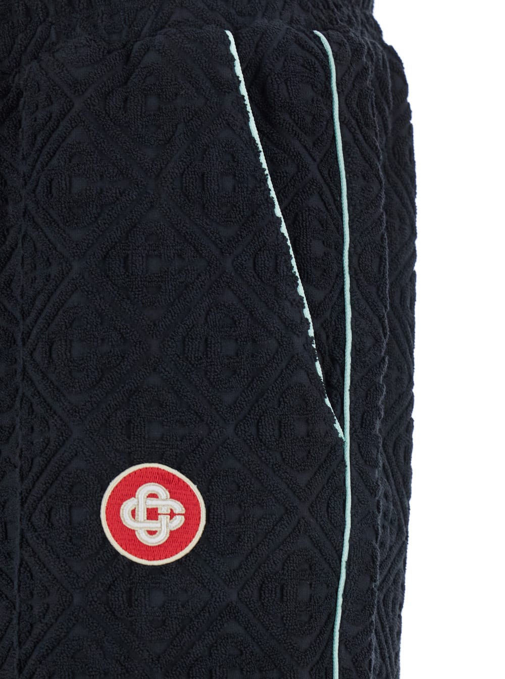 Casablanca Black Pants With All-over Embossed Monogram And Drawstring Waist In Black