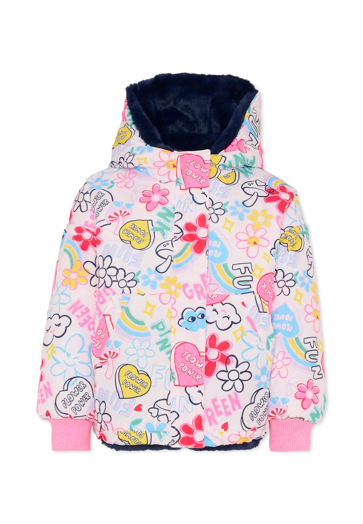 Billieblush Multicolor Reversible Down Jacket For Girl With Print In Multi