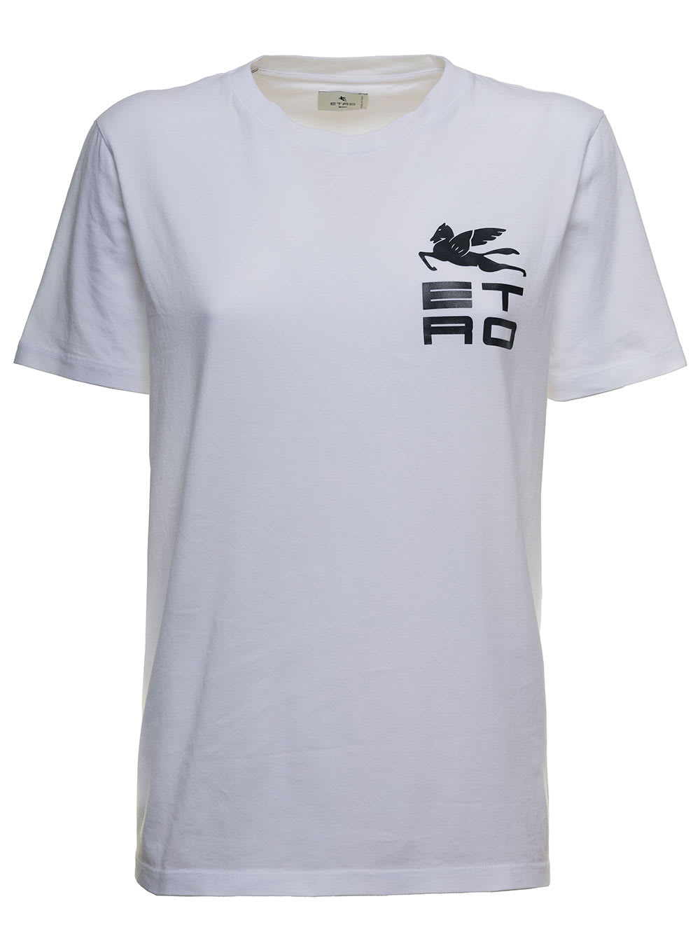 Etro White Cotton T-shirt With Logo Print