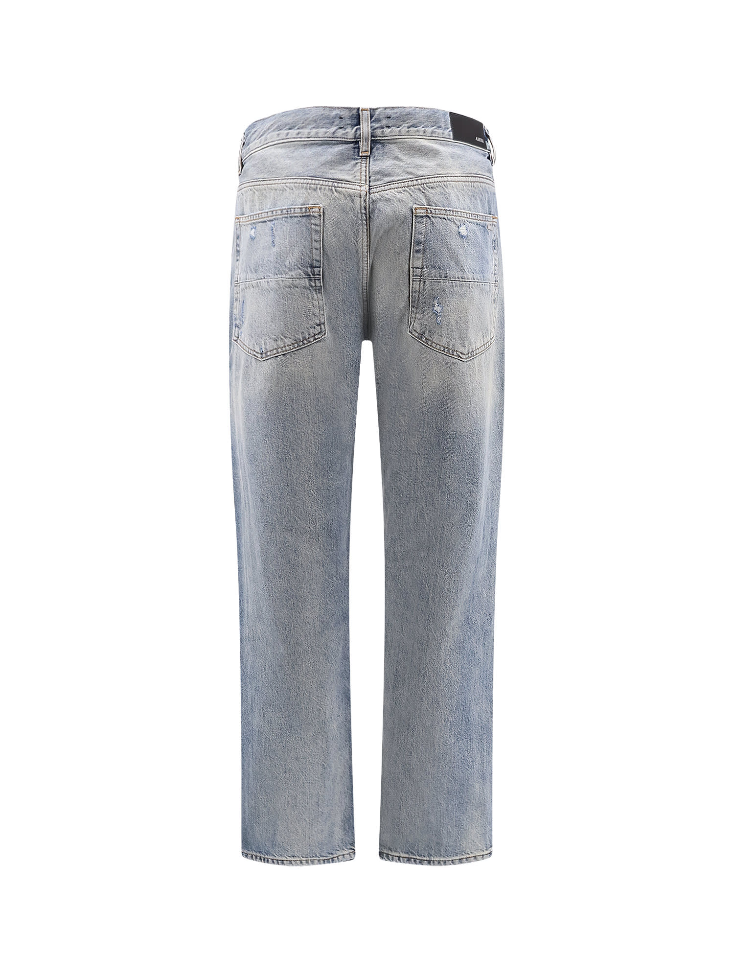 Amiri Distressed Straight Jeans With Belt Loops In Blue