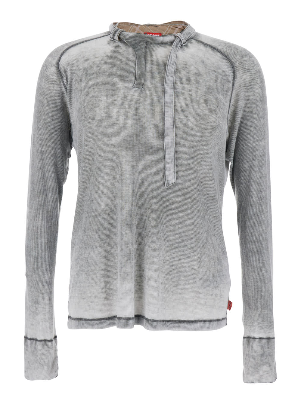Diesel Grey Sweater With Ribbed Design And Cut-out Detail In Cotton Blend Man