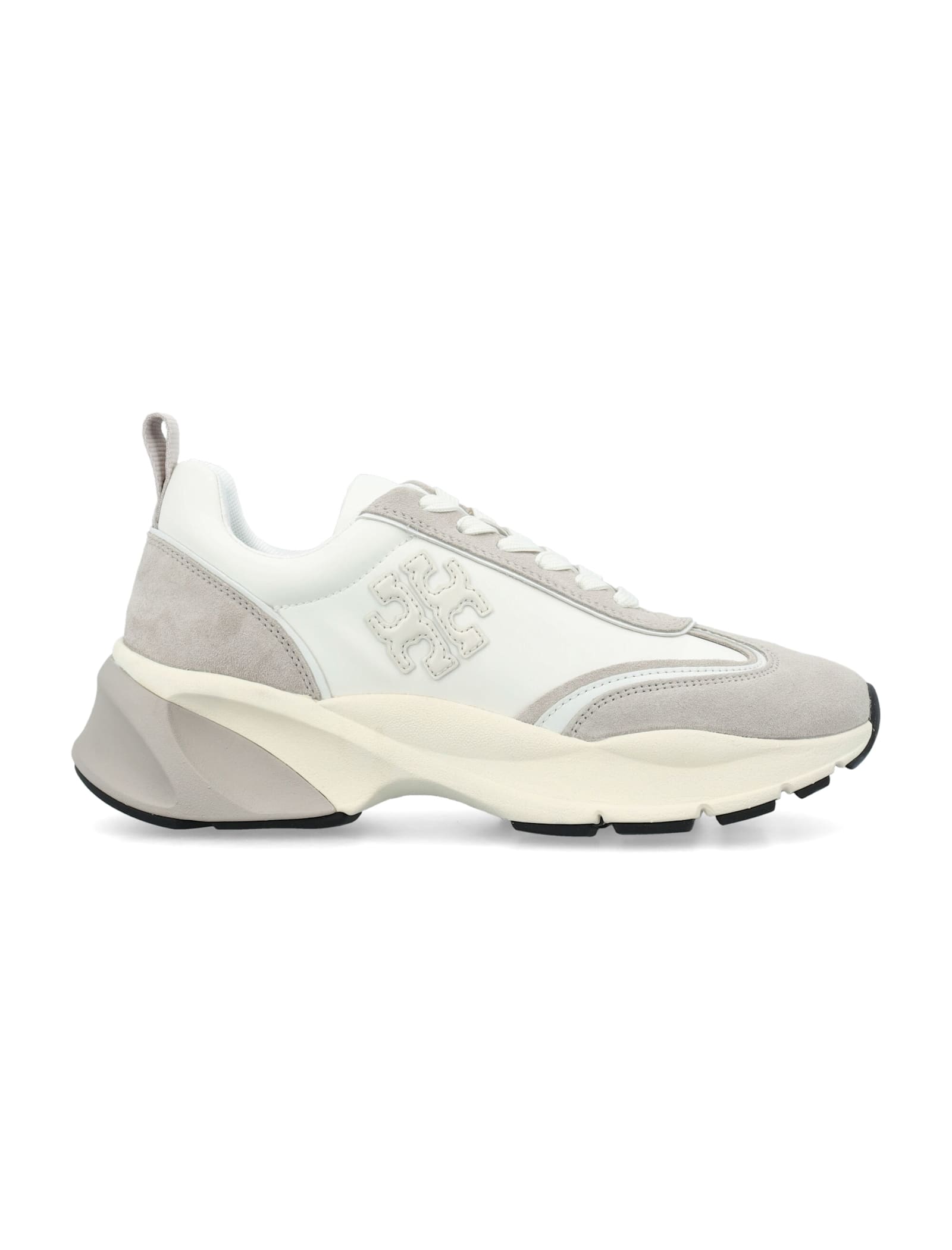 Shop Tory Burch Goodluck Trainer Sneakers In Bianco / Bianco / Fossil Stone