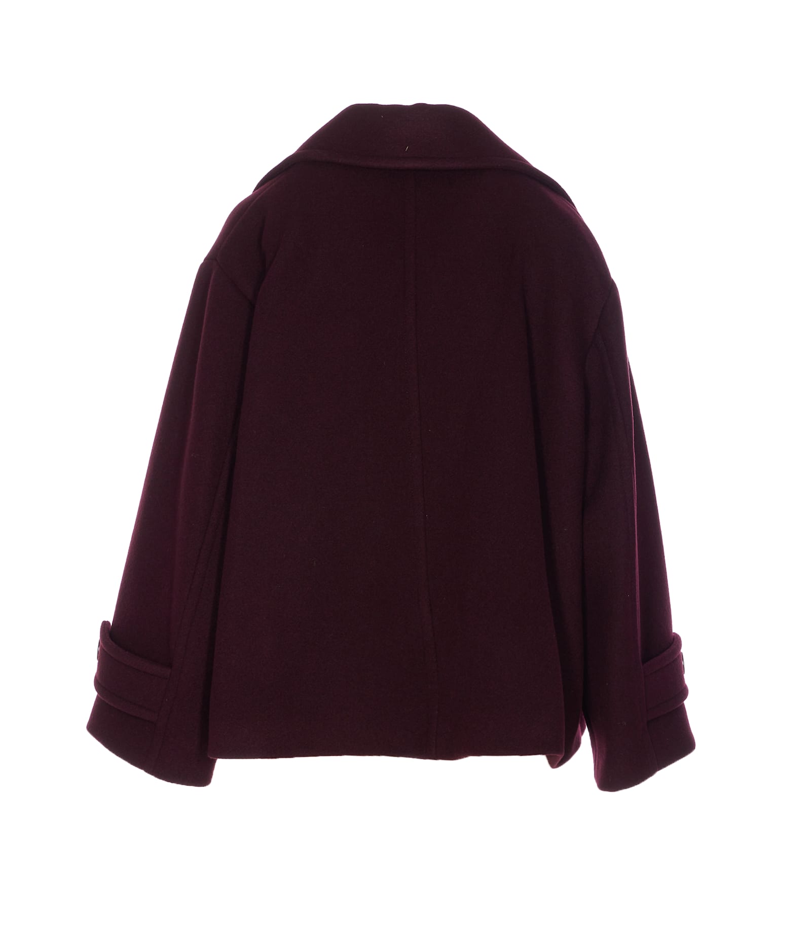 Chloé Women Violet Double-breasted Jacket With Wide Notched Revers And Dropped Shoulders In Wool Ble In Burgundy