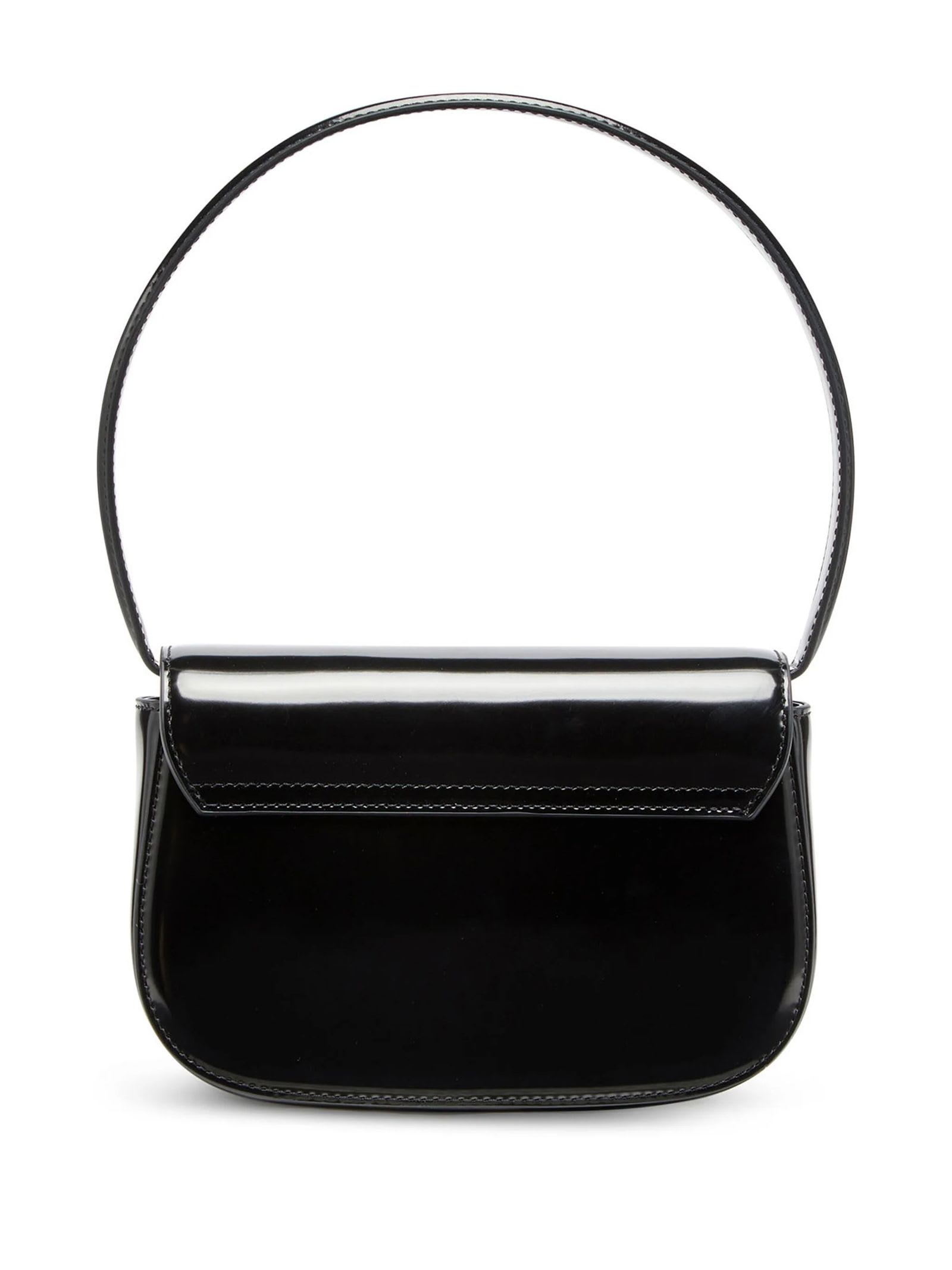 Shop Diesel 1dr-iconic Shoulder Bag In Mirrored Leather In Black