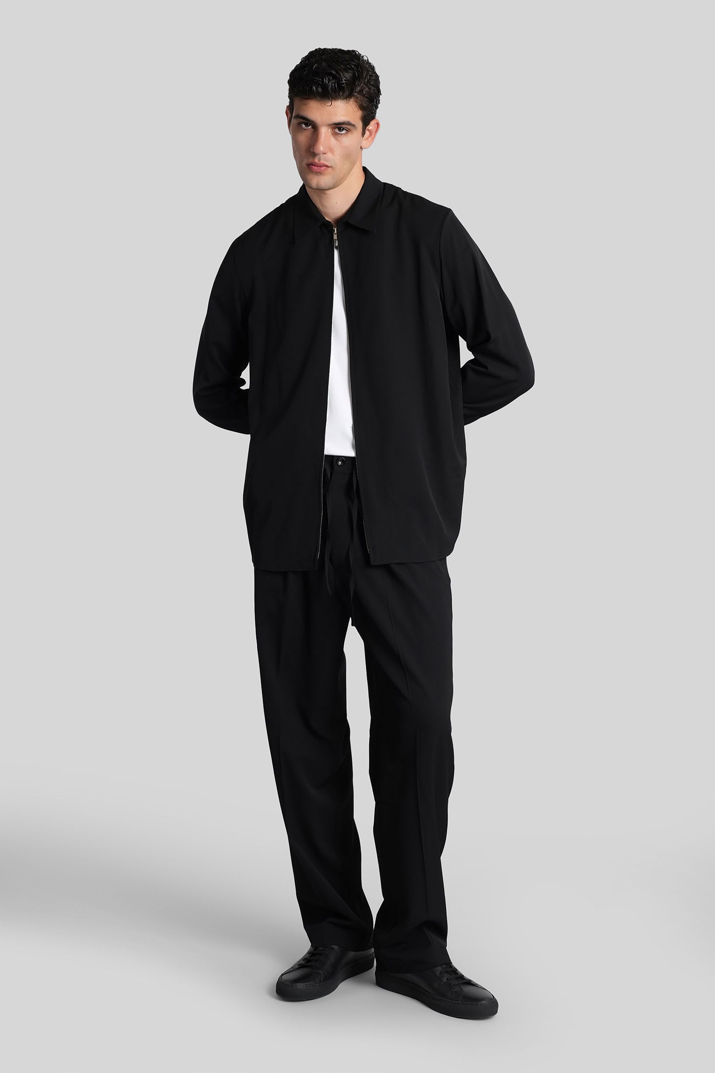 Attachment Shirt In Black Wool In Black
