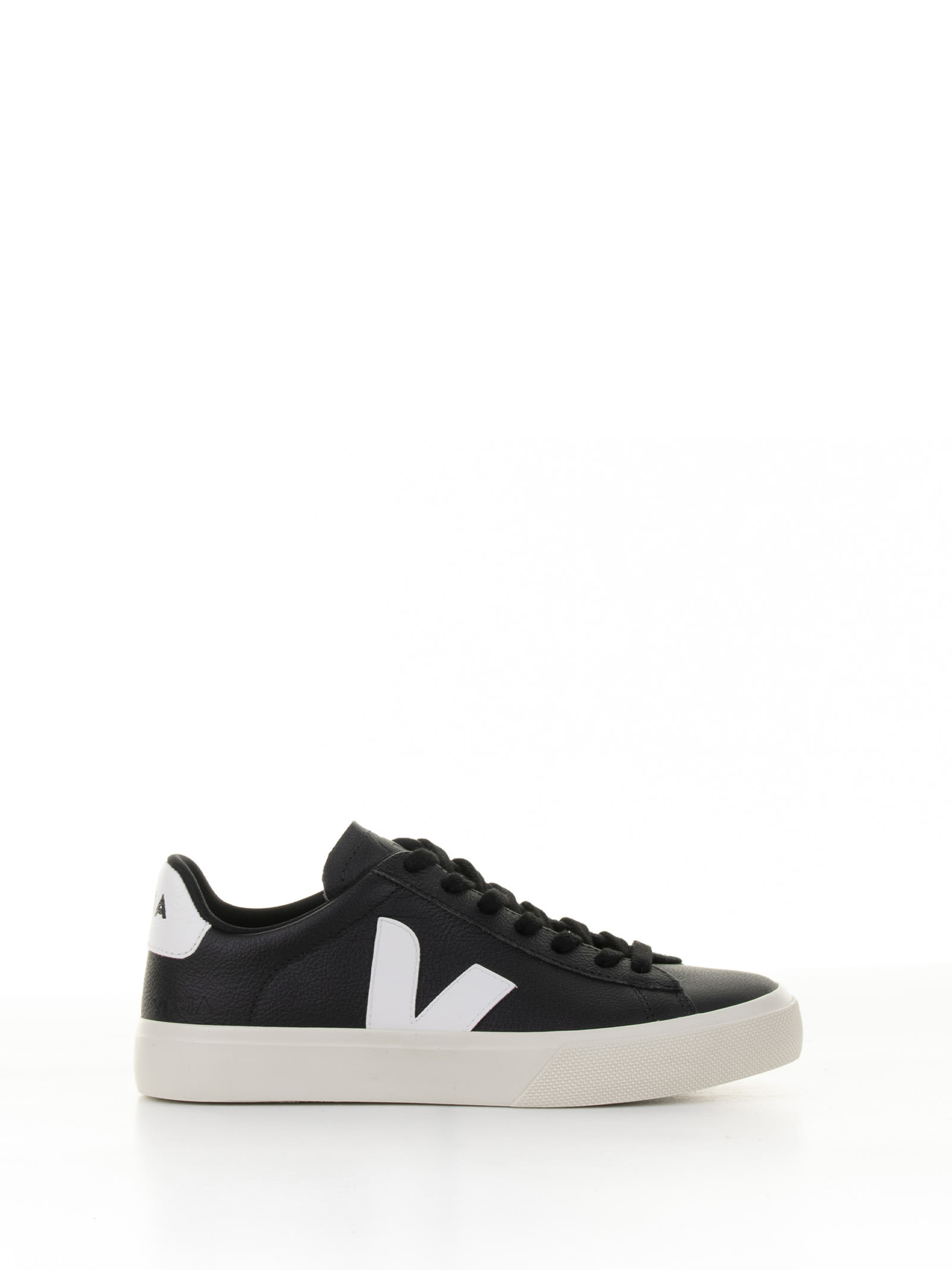 Shop Veja Campo Sneaker In Black White Leather For Women