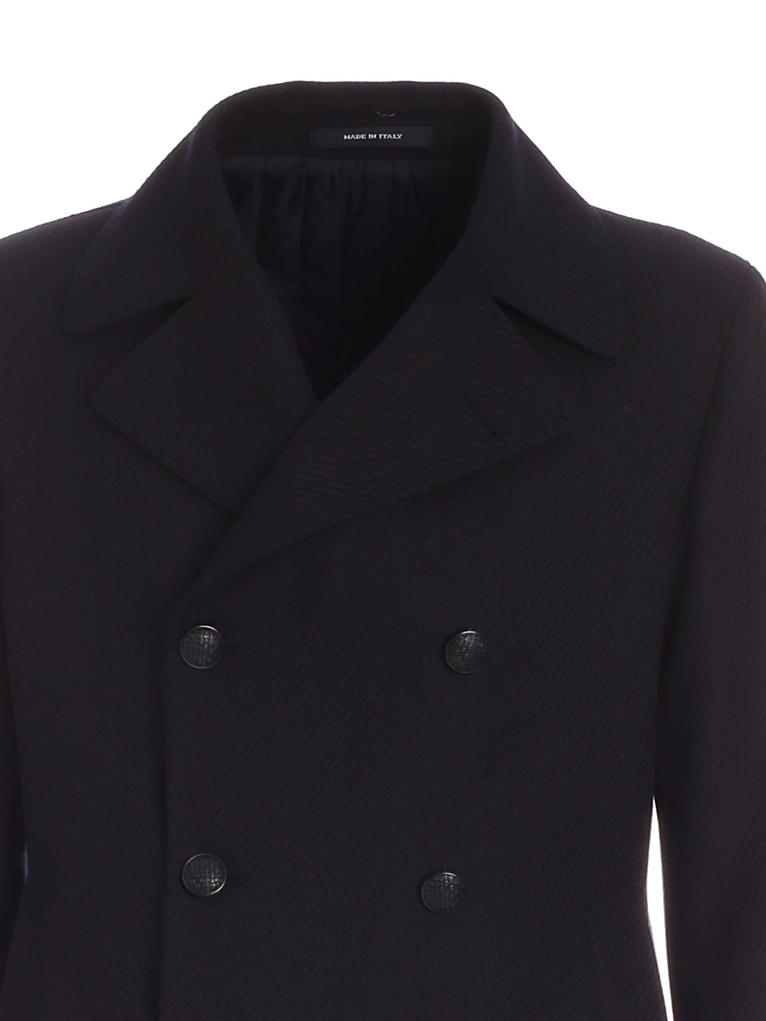 Shop Tagliatore Double-breasted Coat In Blu