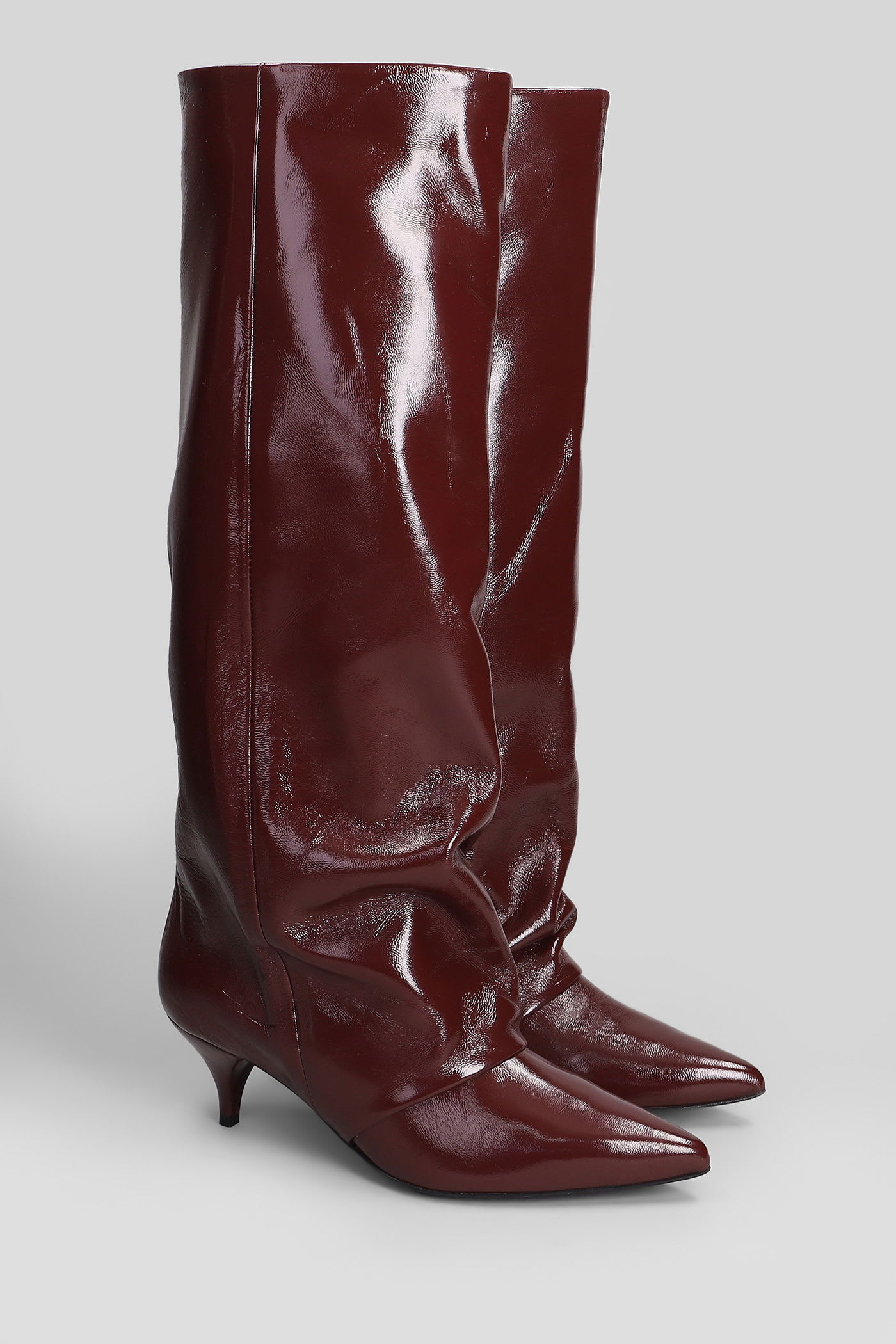 Alchimia High Heels Boots In Bordeaux Leather In Burgundy