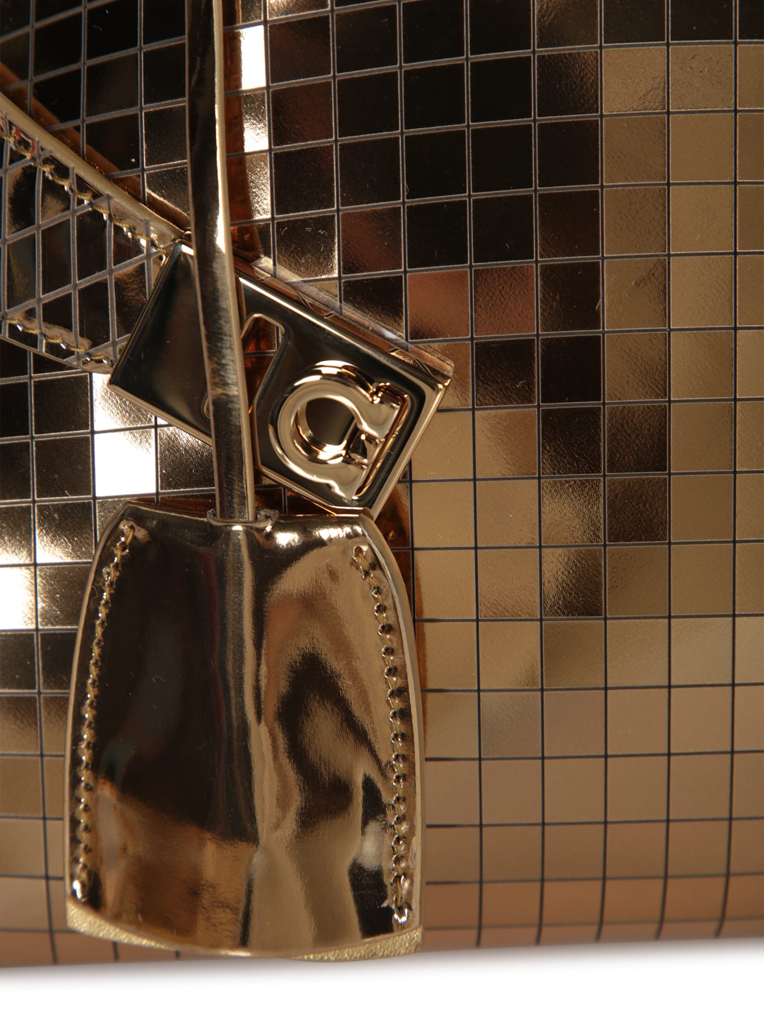 Ferragamo Gold Hug Mini Bag In Metallic