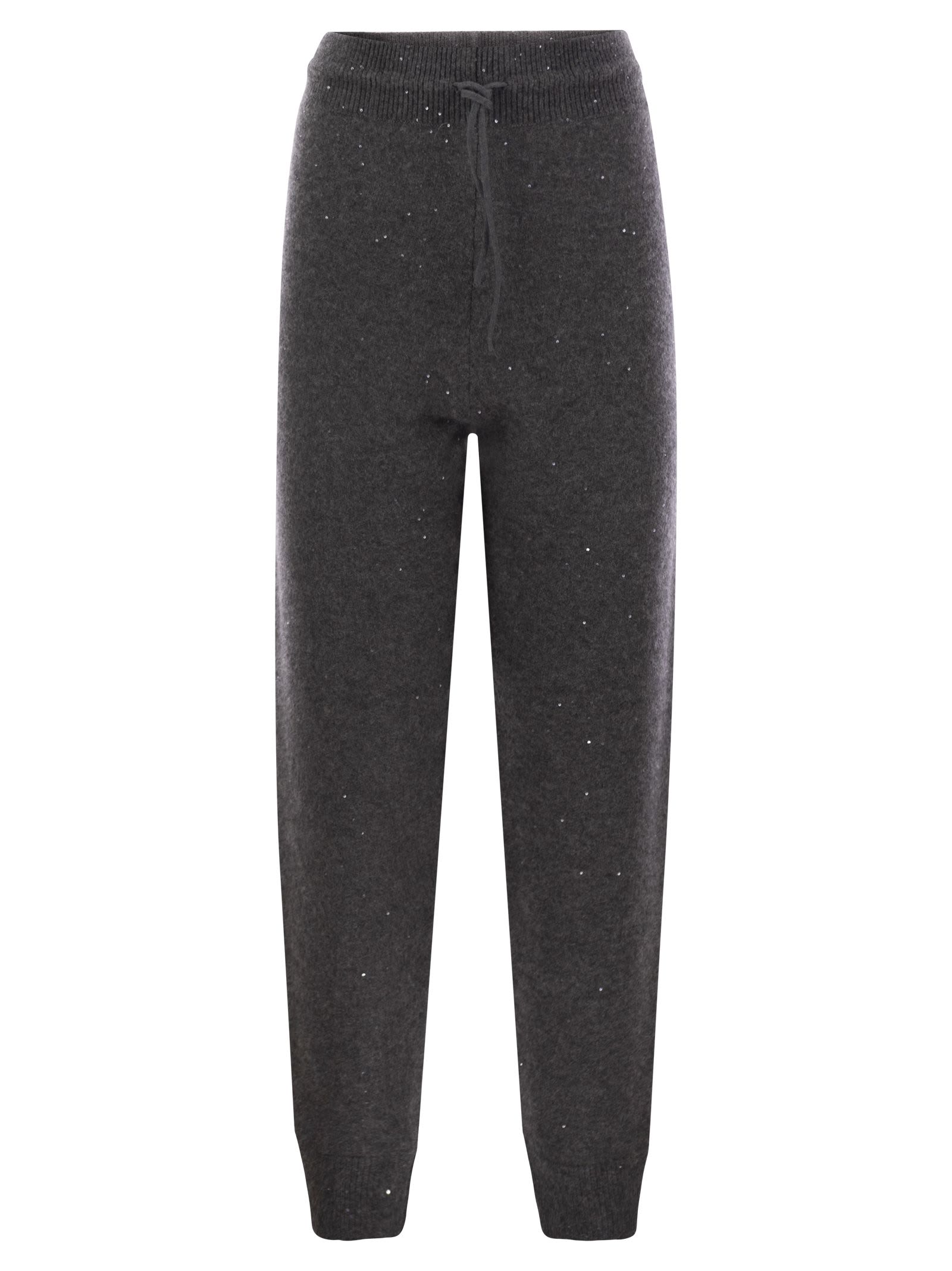 Shop Fabiana Filippi Jogging Trousers With Sequins In Anthracite