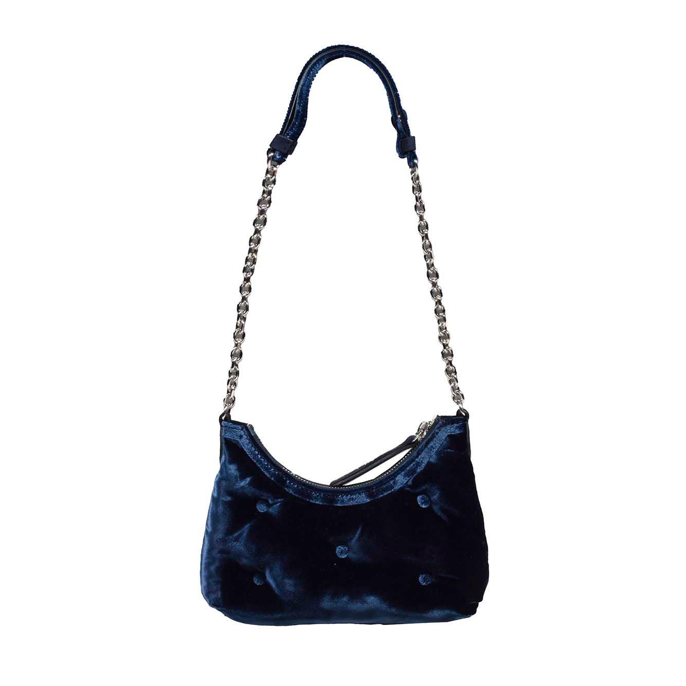 Shop Maison Margiela Glam Slam Micro Velvet Hobo Bag In Blue