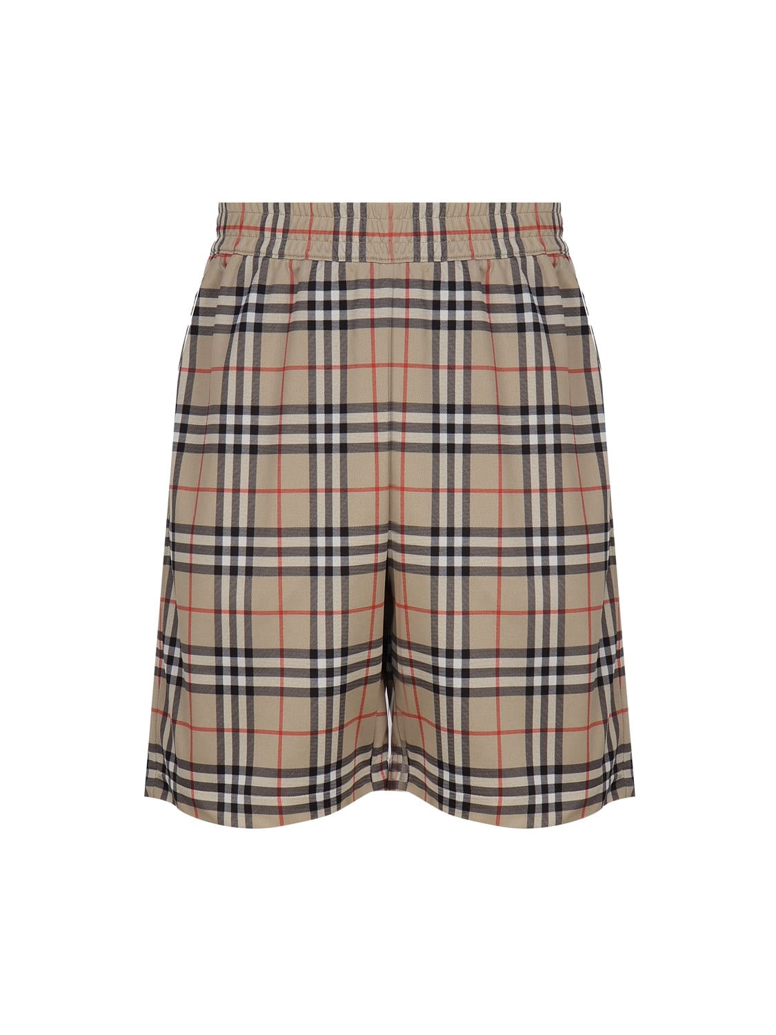 Shop Burberry Technical Twill Shorts With Vintage Check Tartan Motif In Beige