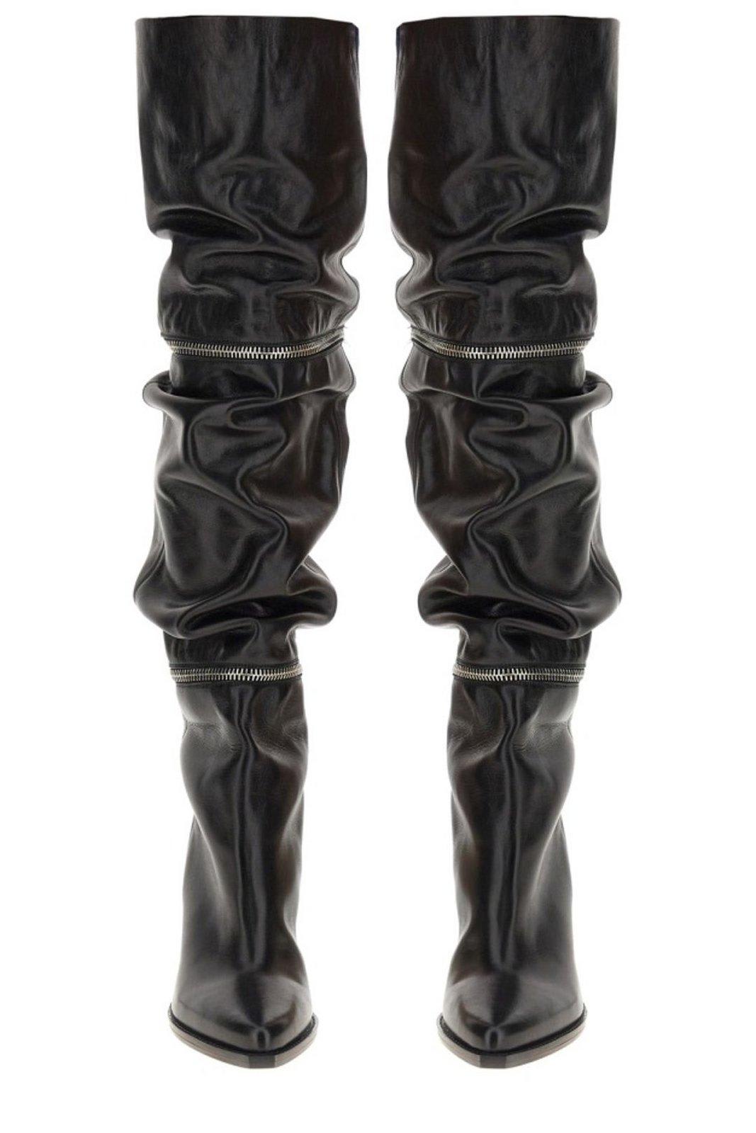 Shop Isabel Marant Lelodie Thigh-high Pointed-toe Boots In Black