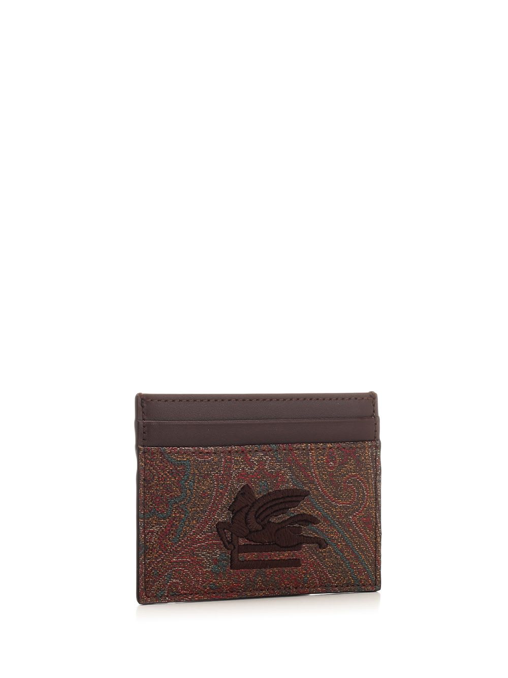 Shop Etro Pegaso Card Case In Bordeaux