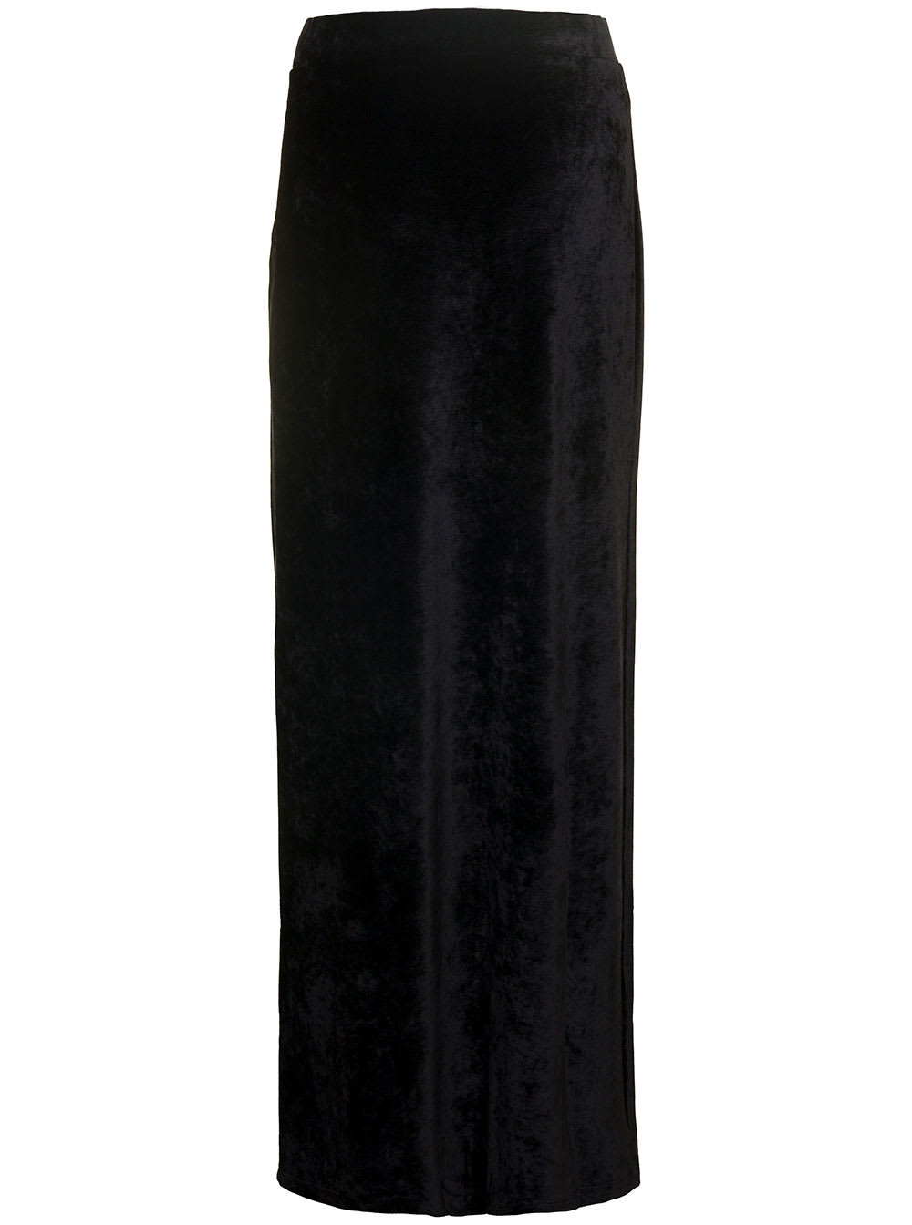 Shop Balenciaga Maxi Skirt In Black Fluid Velvet Woman