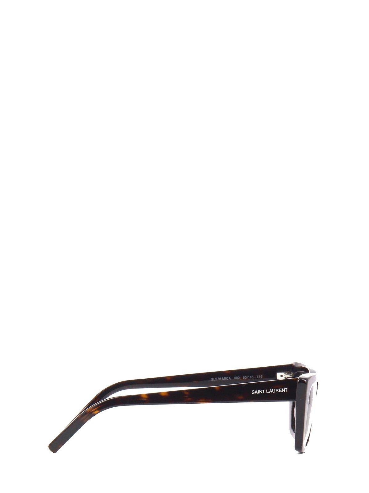 Shop Saint Laurent Mica Sunglasses In 002 Havana Havana Transpa