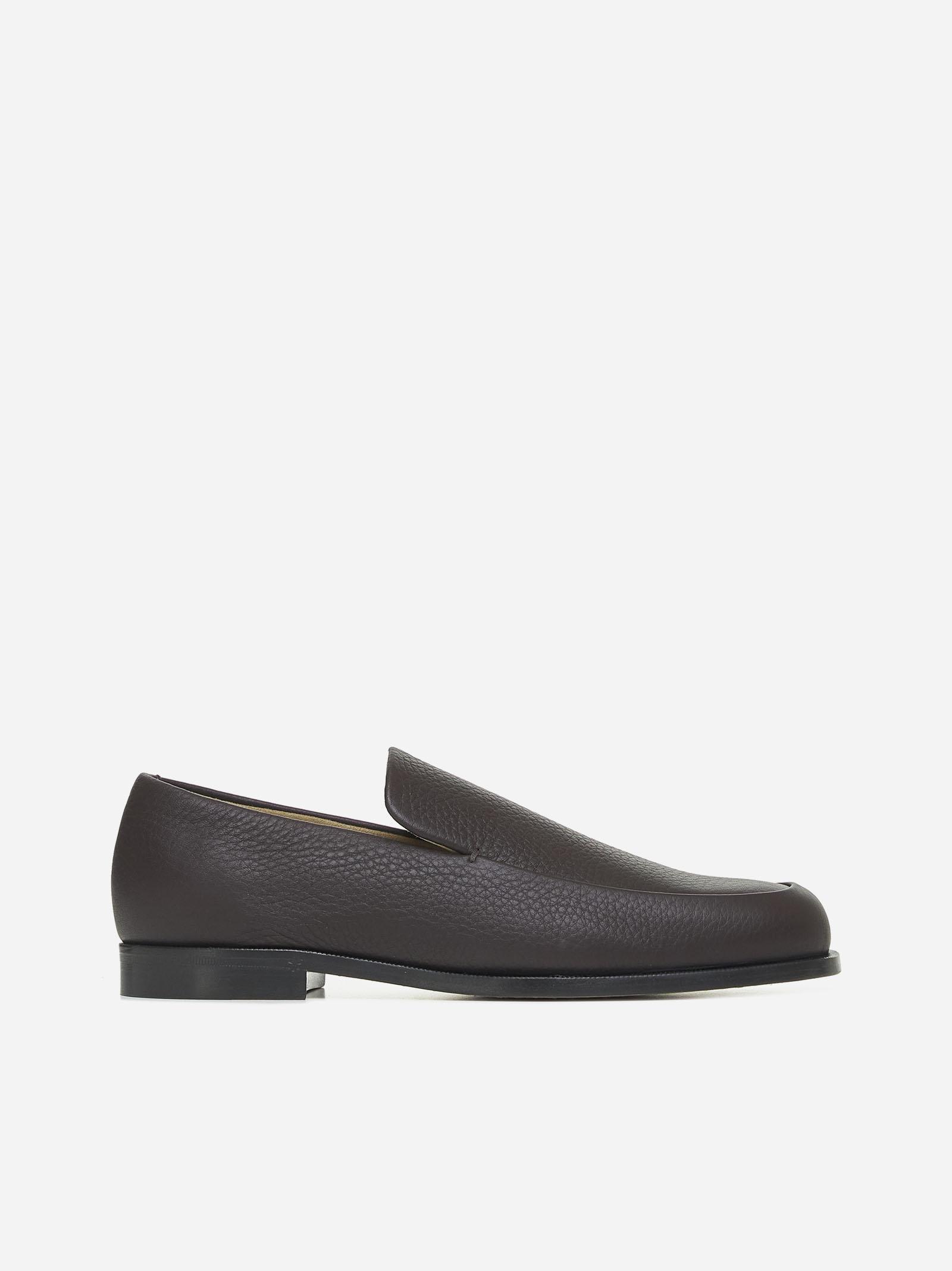 Shop Khaite Alessio Leather Loafers In Brown