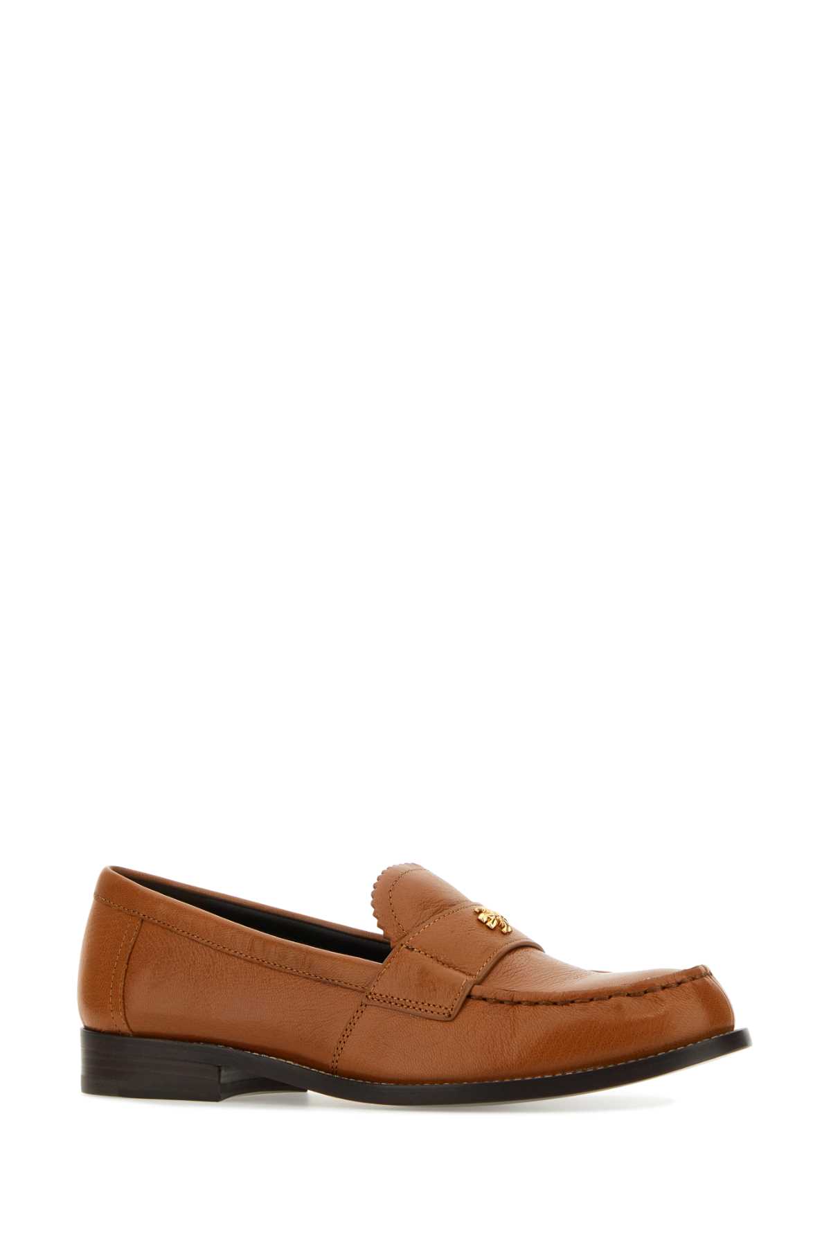 Shop Tory Burch Camel Leather Loafers In Coconutsugar