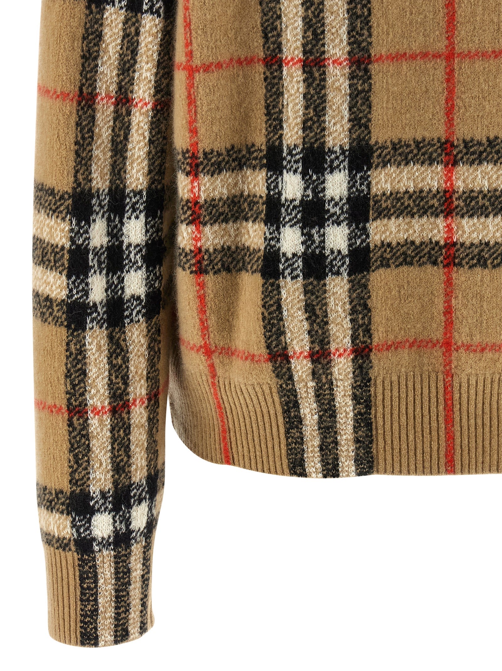 Burberry Check Wool And Cashmere Cardigan In Brown