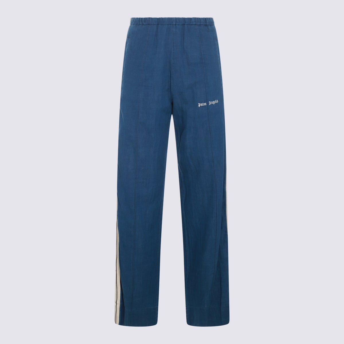 Shop Palm Angels Blue Cotton Pants In Indigo Blue