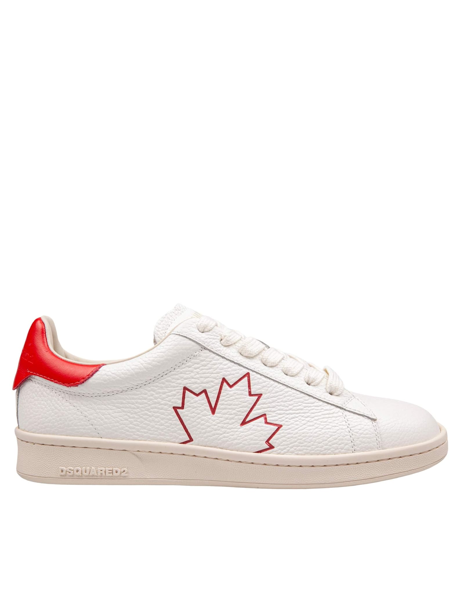 Boxer Sneakers In Leather White And Red Color