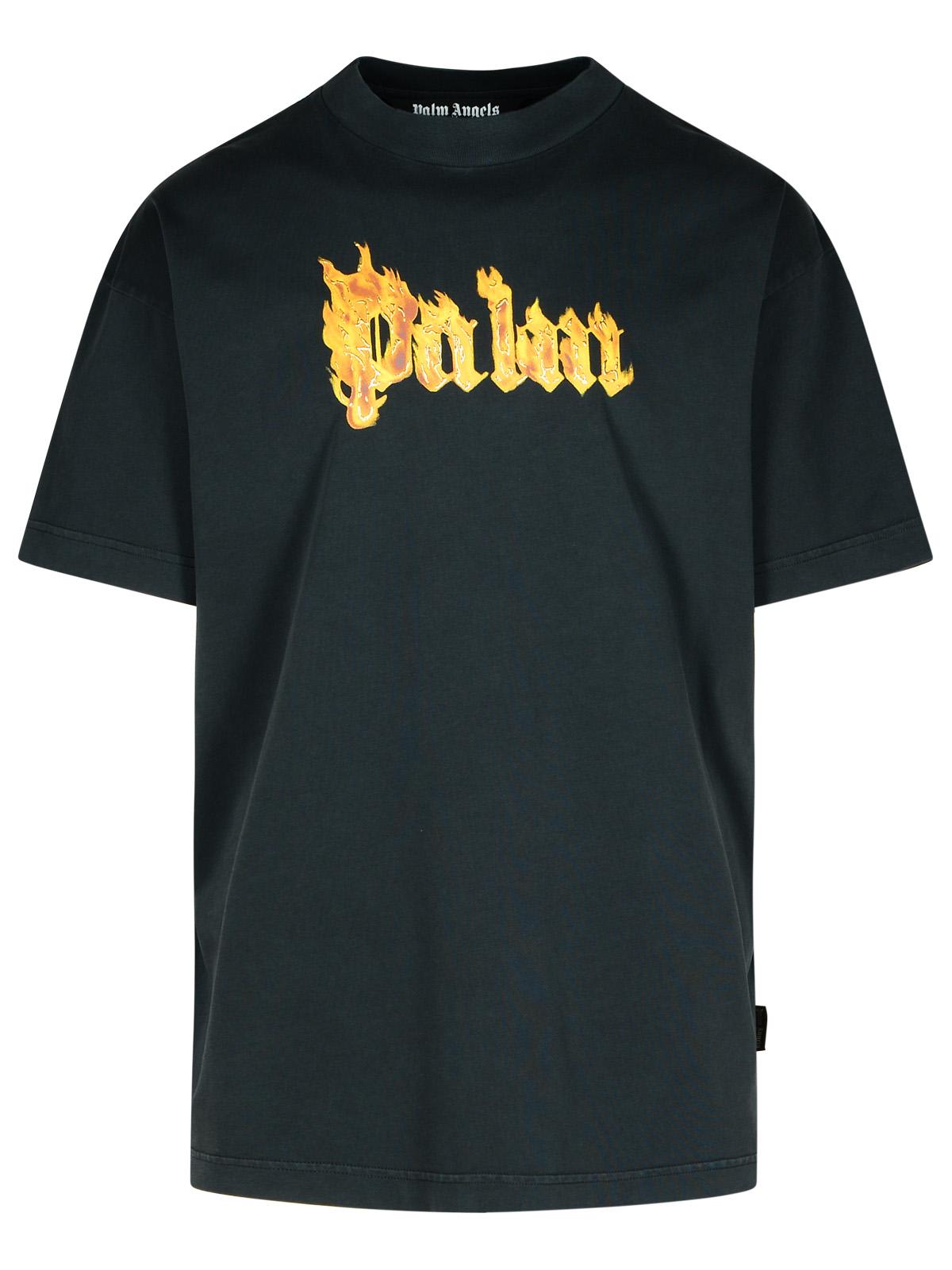 burning Palm Black Cotton Oversize T-shirt