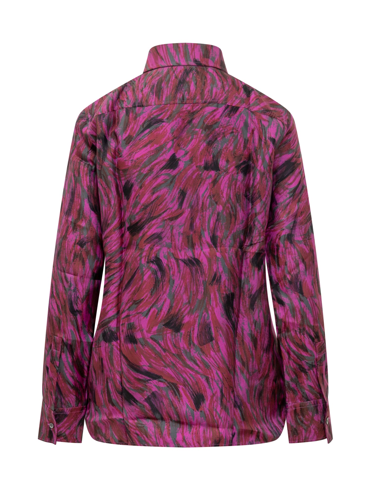 Shop Lanvin Fuchsia Fur Shirt