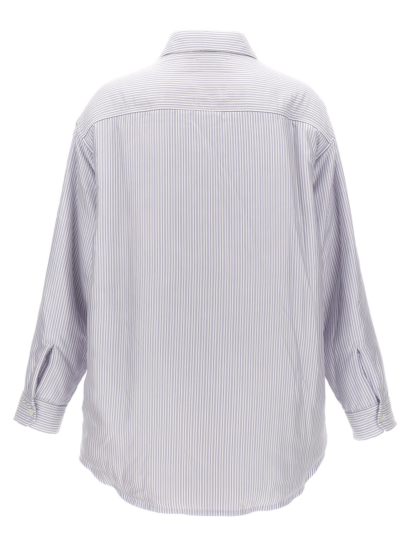 Shop Maison Margiela Striped Shirt Jacket In Light Blue