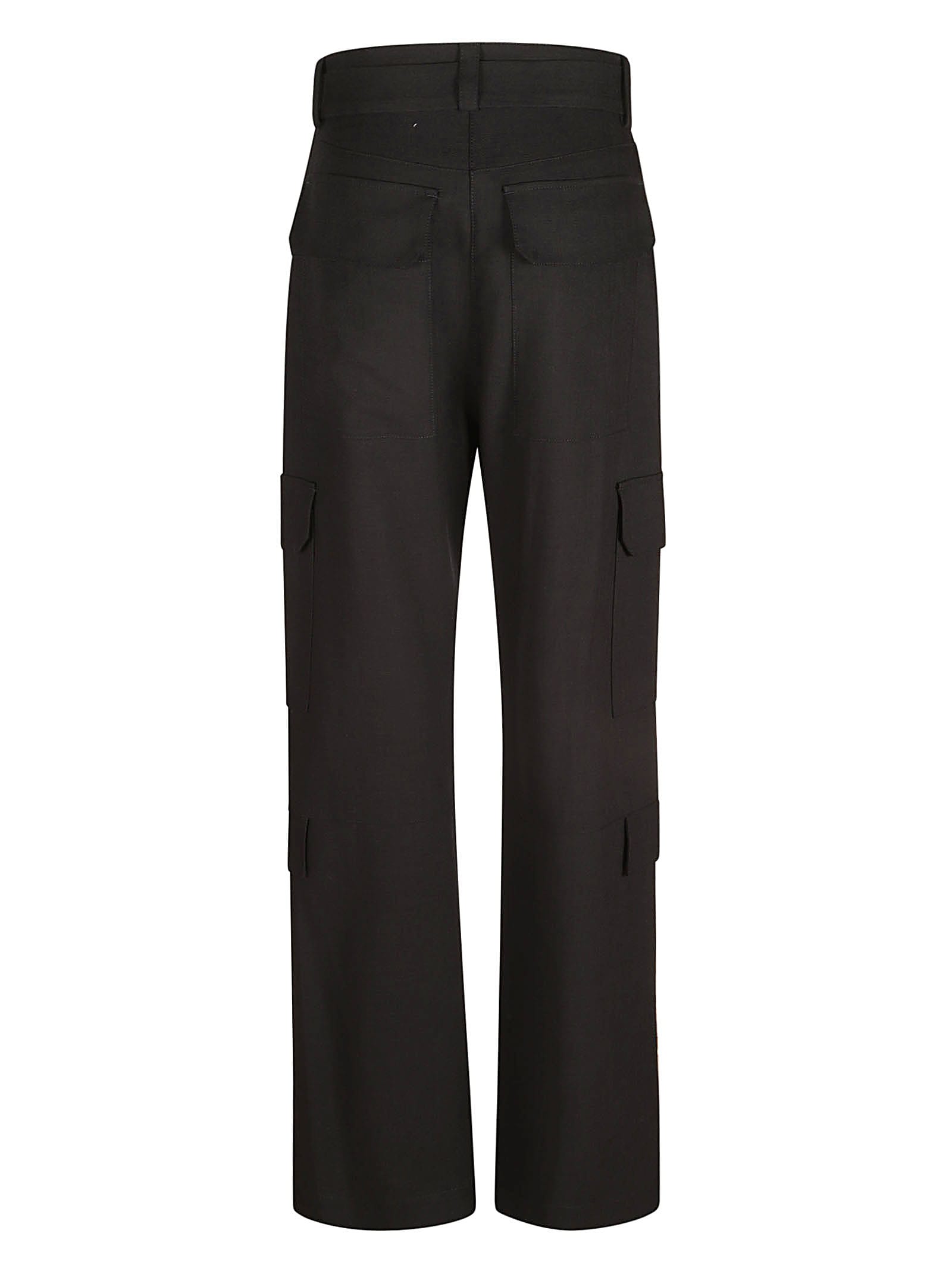 Shop Msgm Belted Cargo Trousers In Black