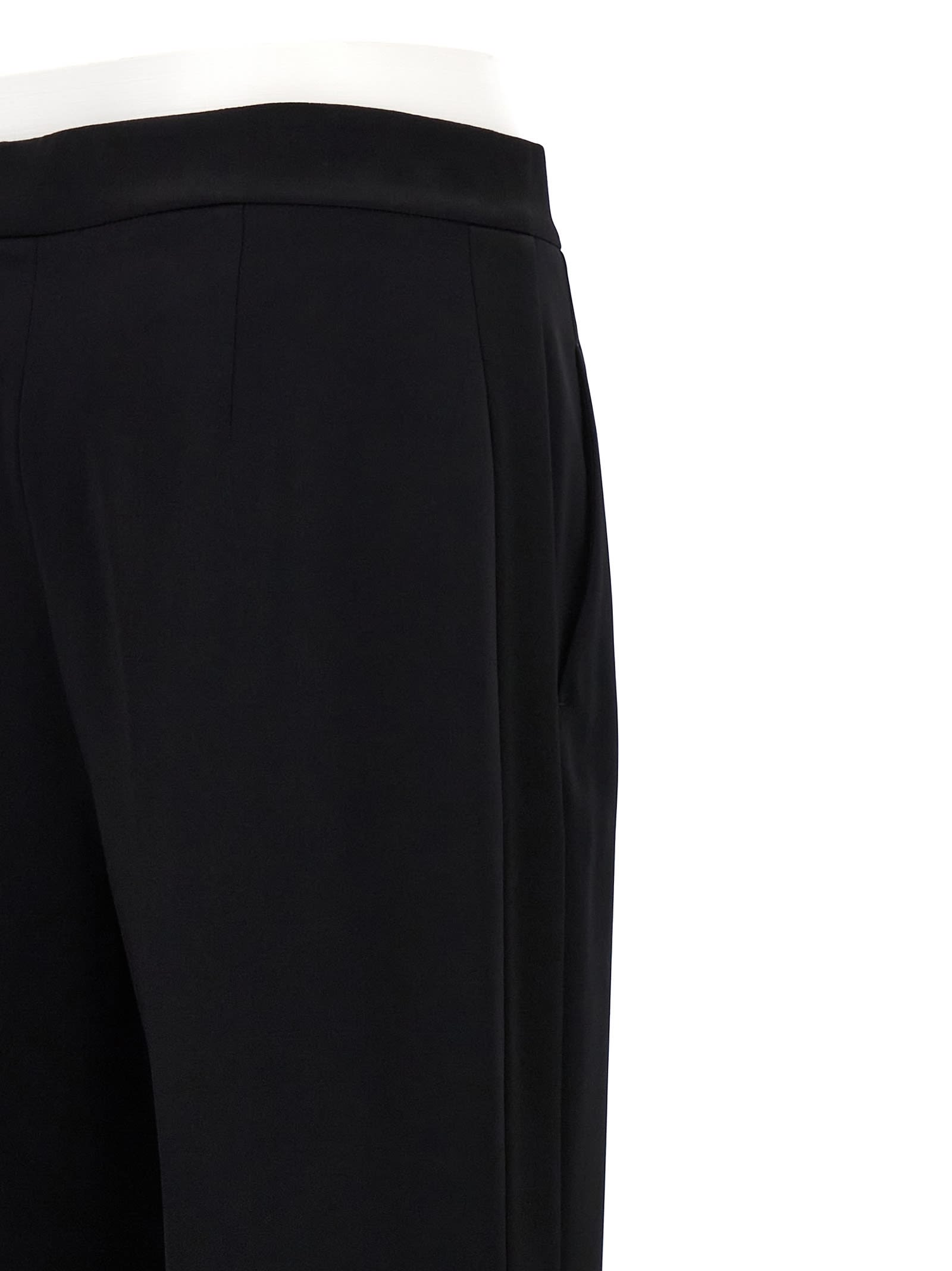 Shop Alberta Ferretti Satin Band Pants In Nero