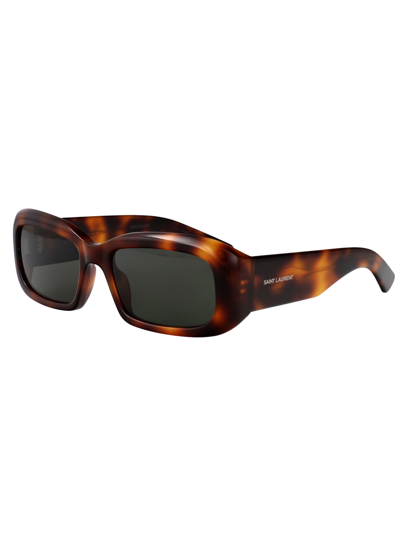Saint Laurent Havana-havana-grey Recycled Acetate Sunglasses In Brown