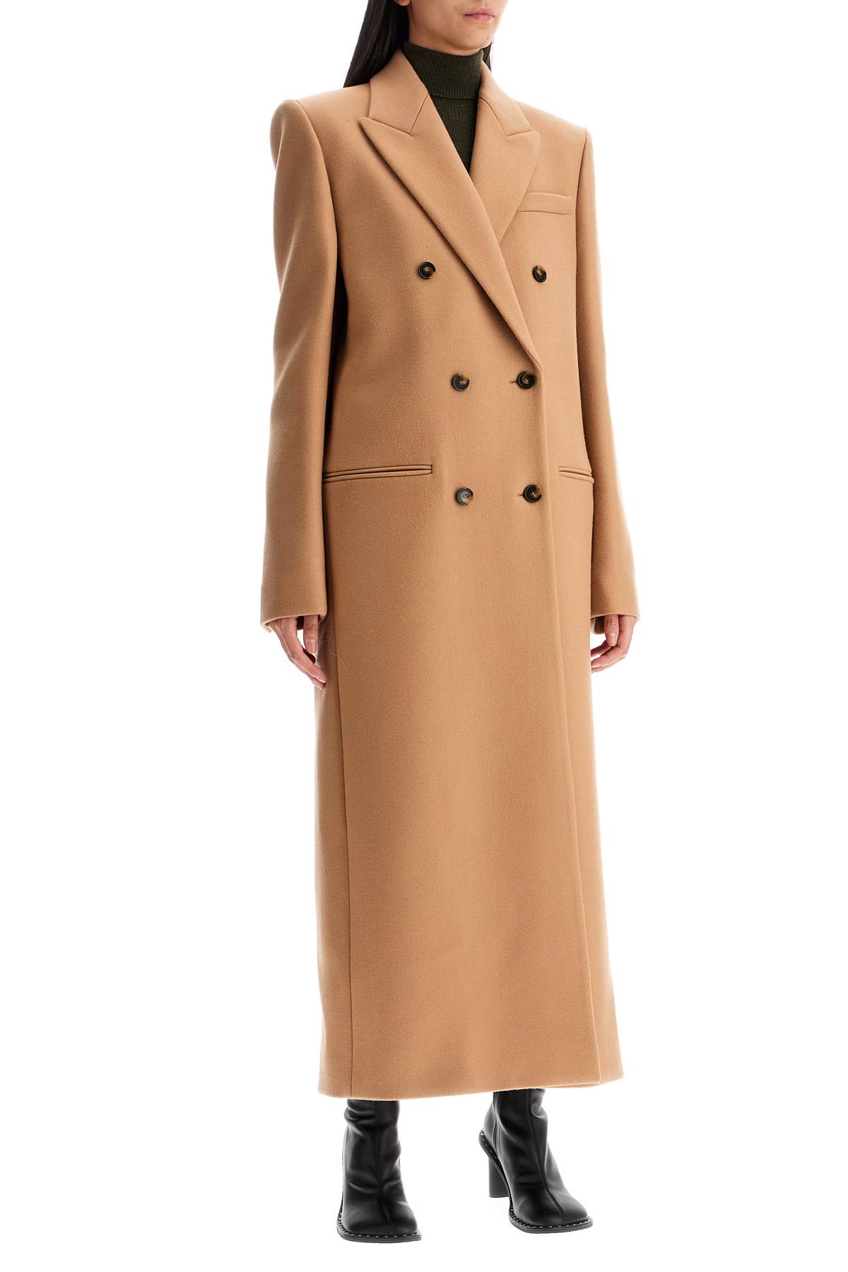 Shop Stella Mccartney Long Double-breasted Coat In New Camel (beige)